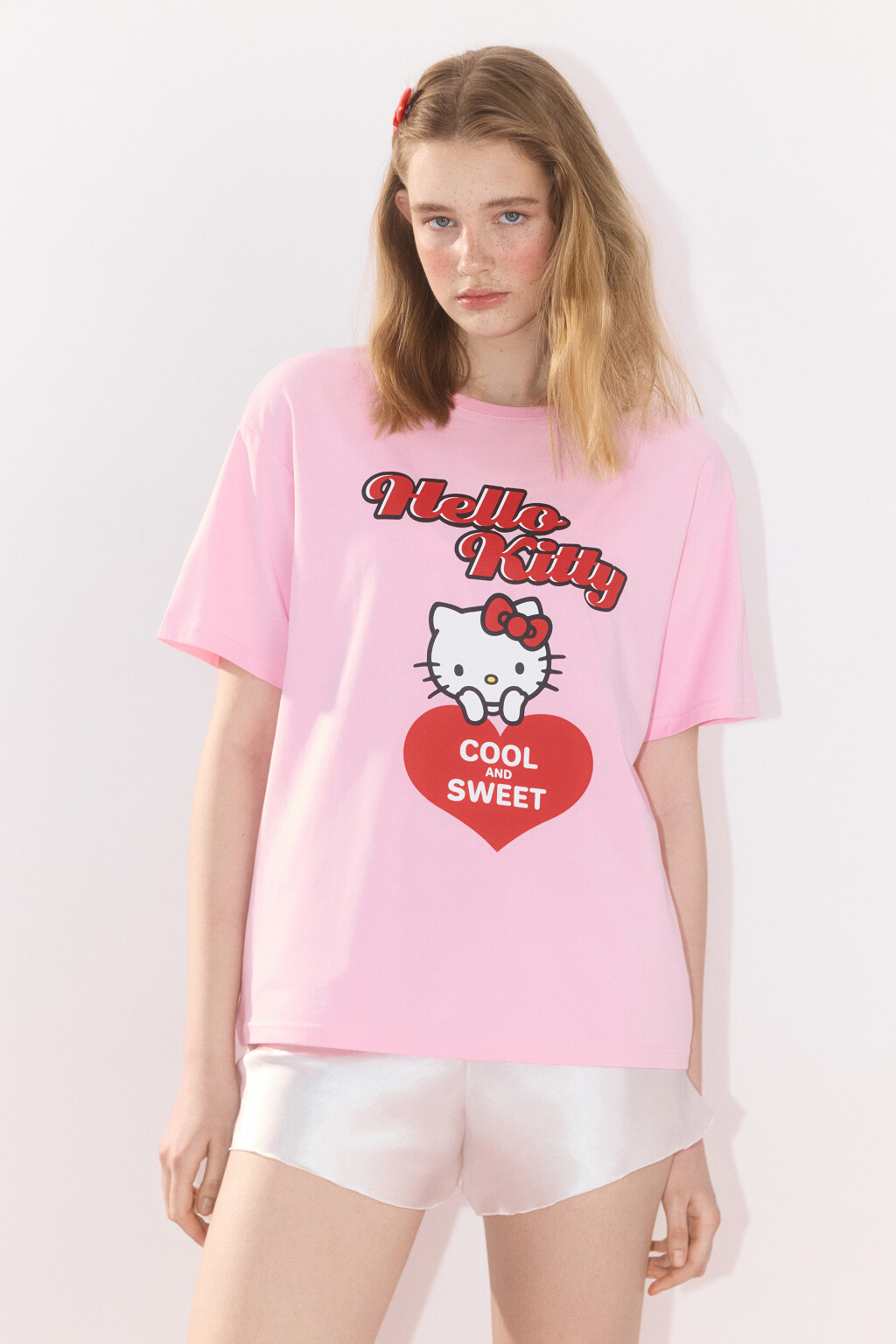 Футболка домашняя хлопковая с принтом - цвет розовый - 4