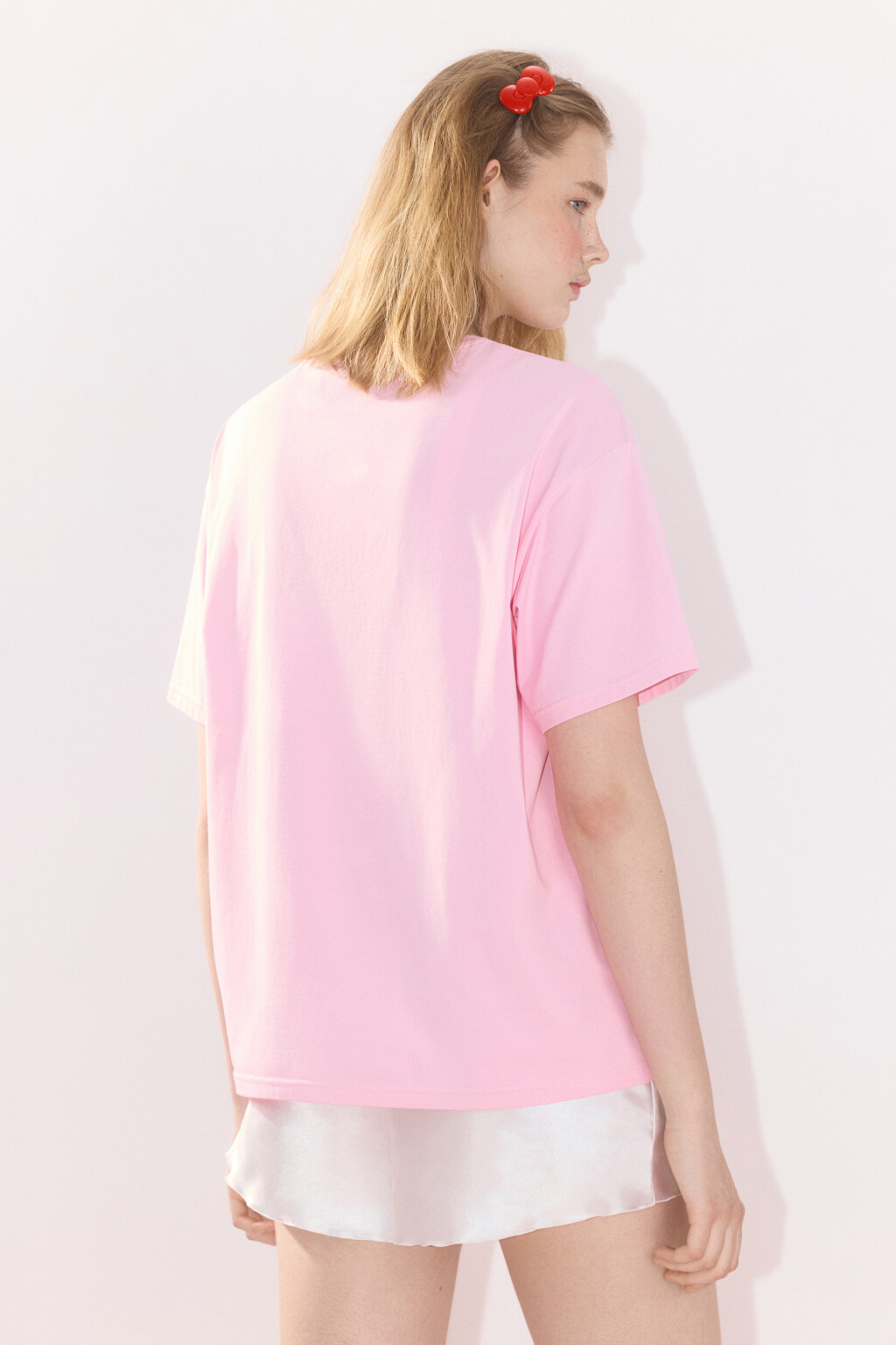 Футболка домашняя хлопковая с принтом - цвет розовый - 5