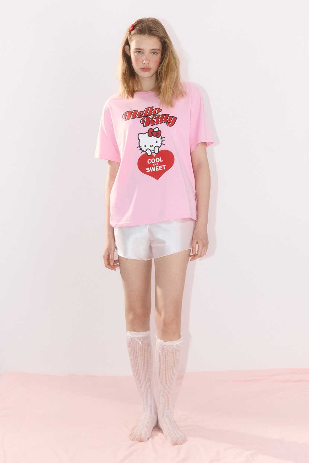 Футболка домашняя хлопковая с принтом - цвет розовый - 6