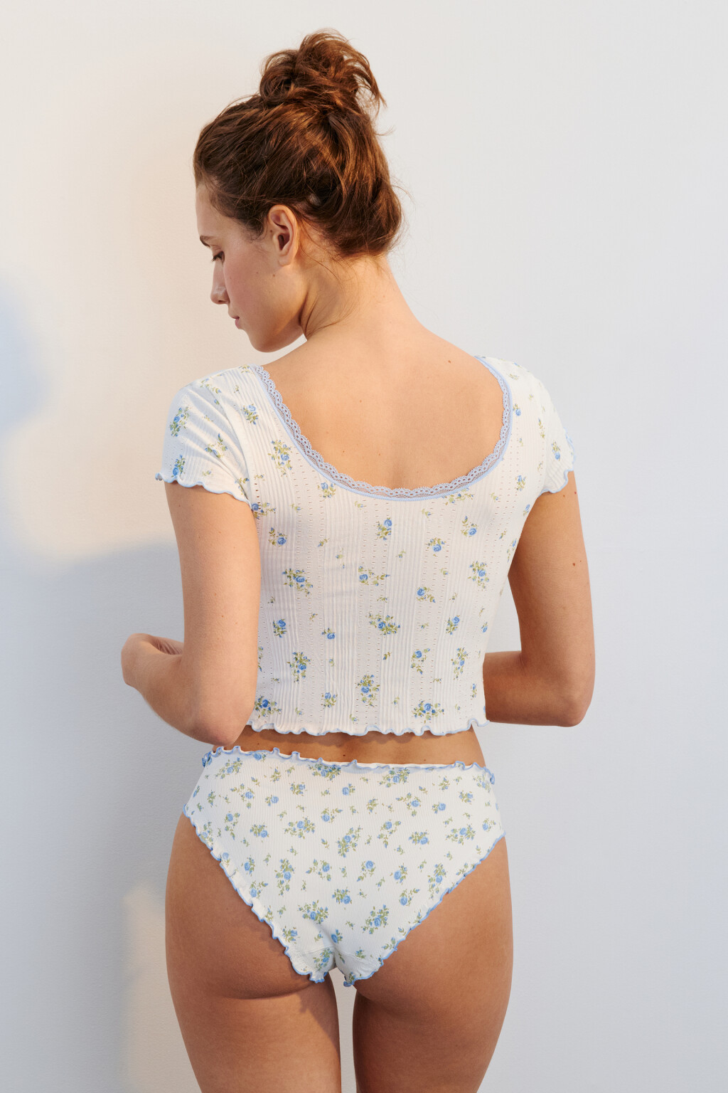 Футболка домашняя бесшовная с принтом - цвет голубой - 3