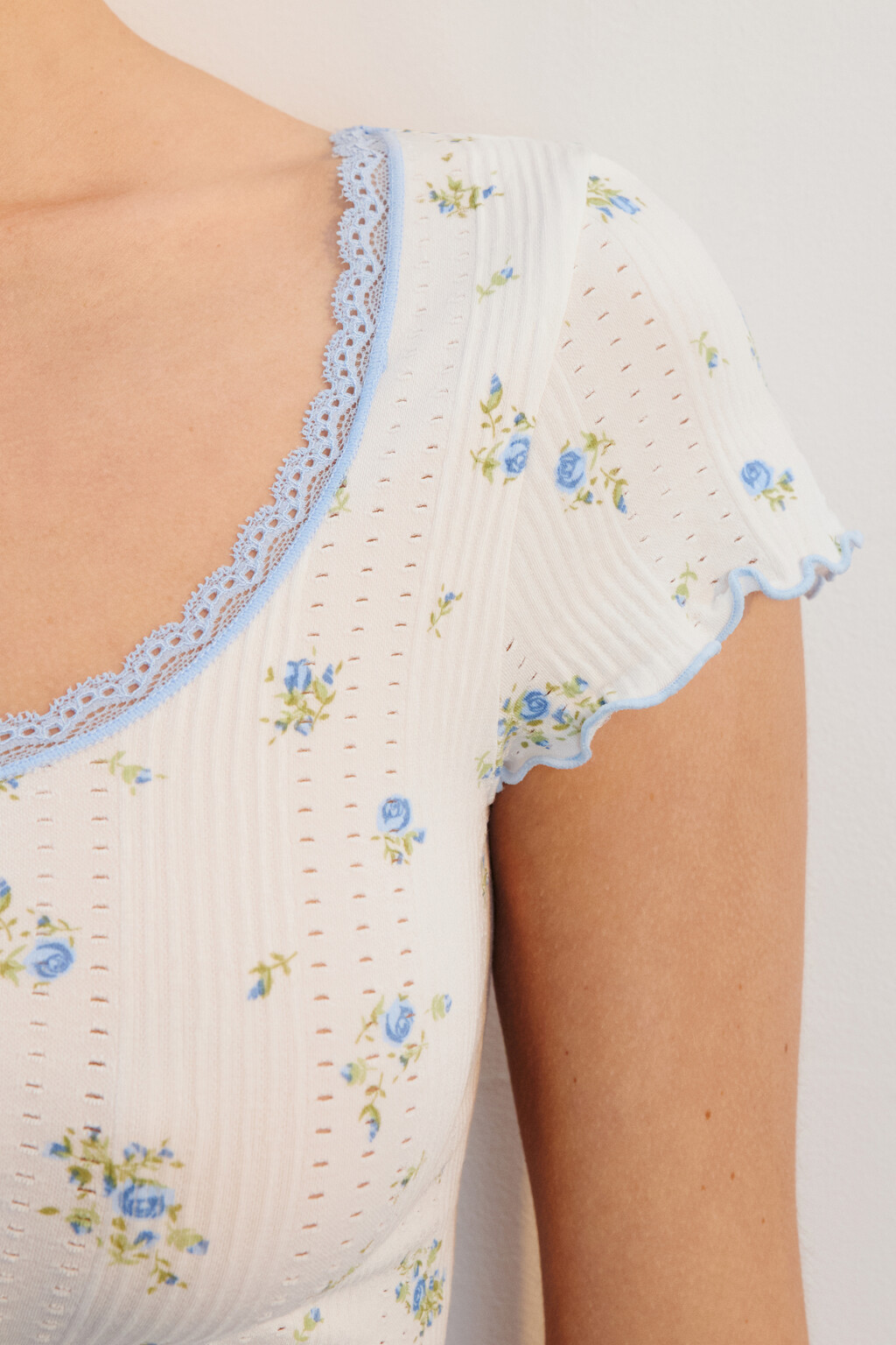 Футболка домашняя бесшовная с принтом - цвет голубой - 5