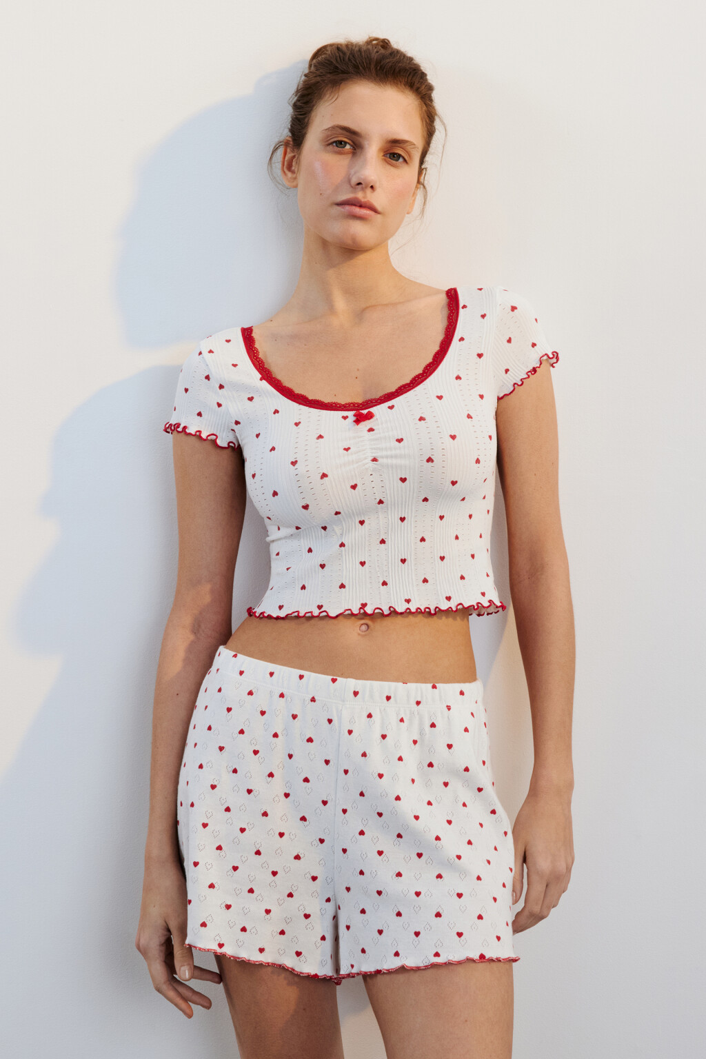 Футболка домашняя бесшовная с принтом - цвет красный - 2