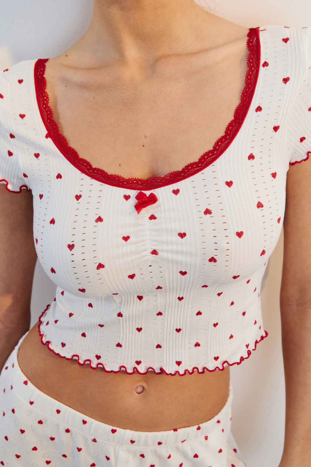 Футболка домашняя бесшовная с принтом - цвет красный - 5