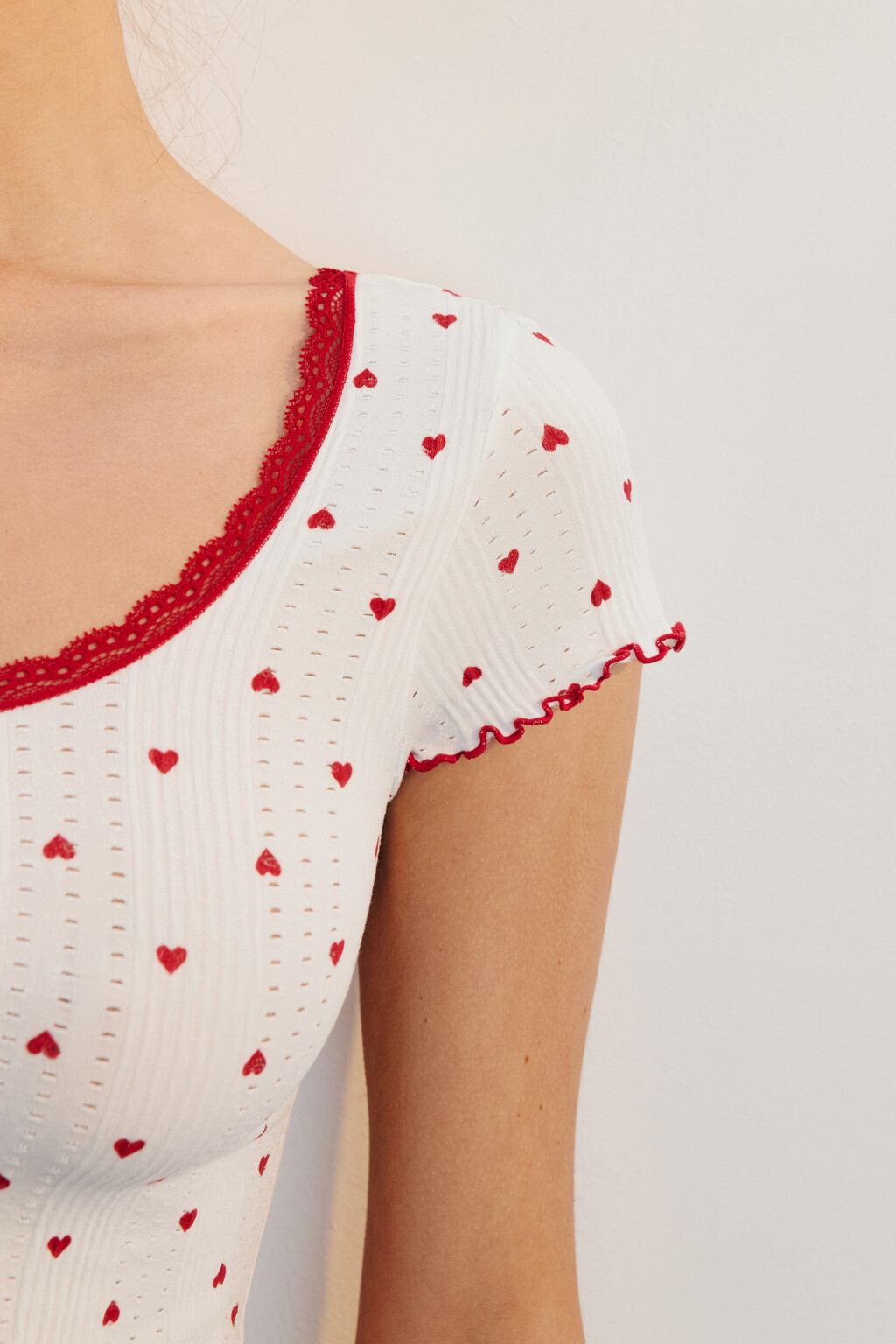 Футболка домашняя бесшовная с принтом - цвет красный - 6