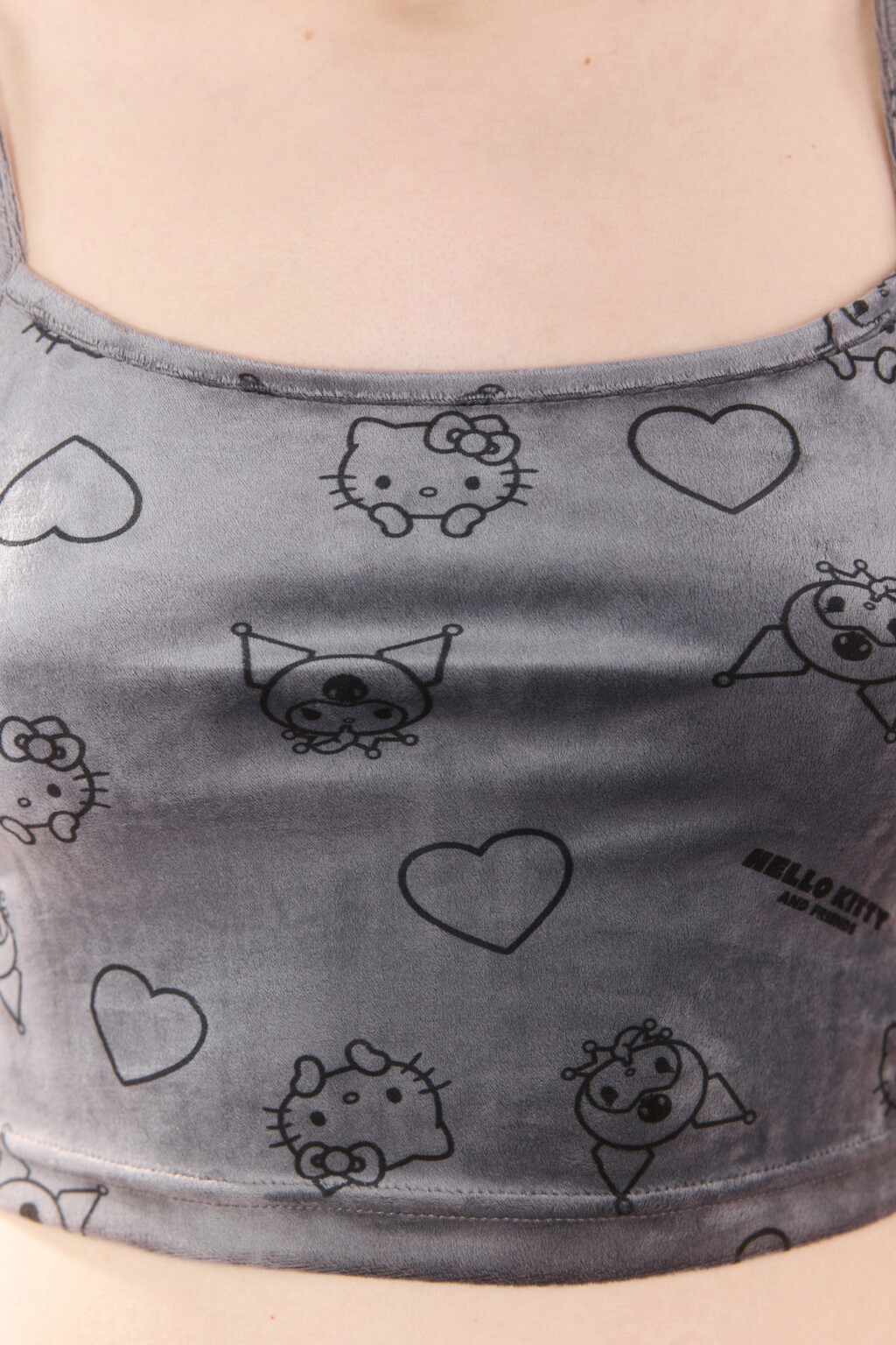 Майка велюровая с принтом - цвет серый - 5