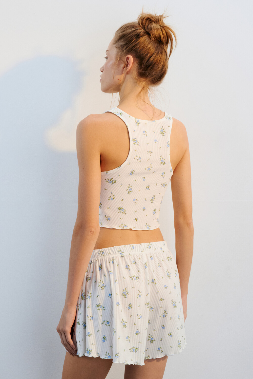 Майка домашняя облегающая в рубчик - цвет голубой - 3