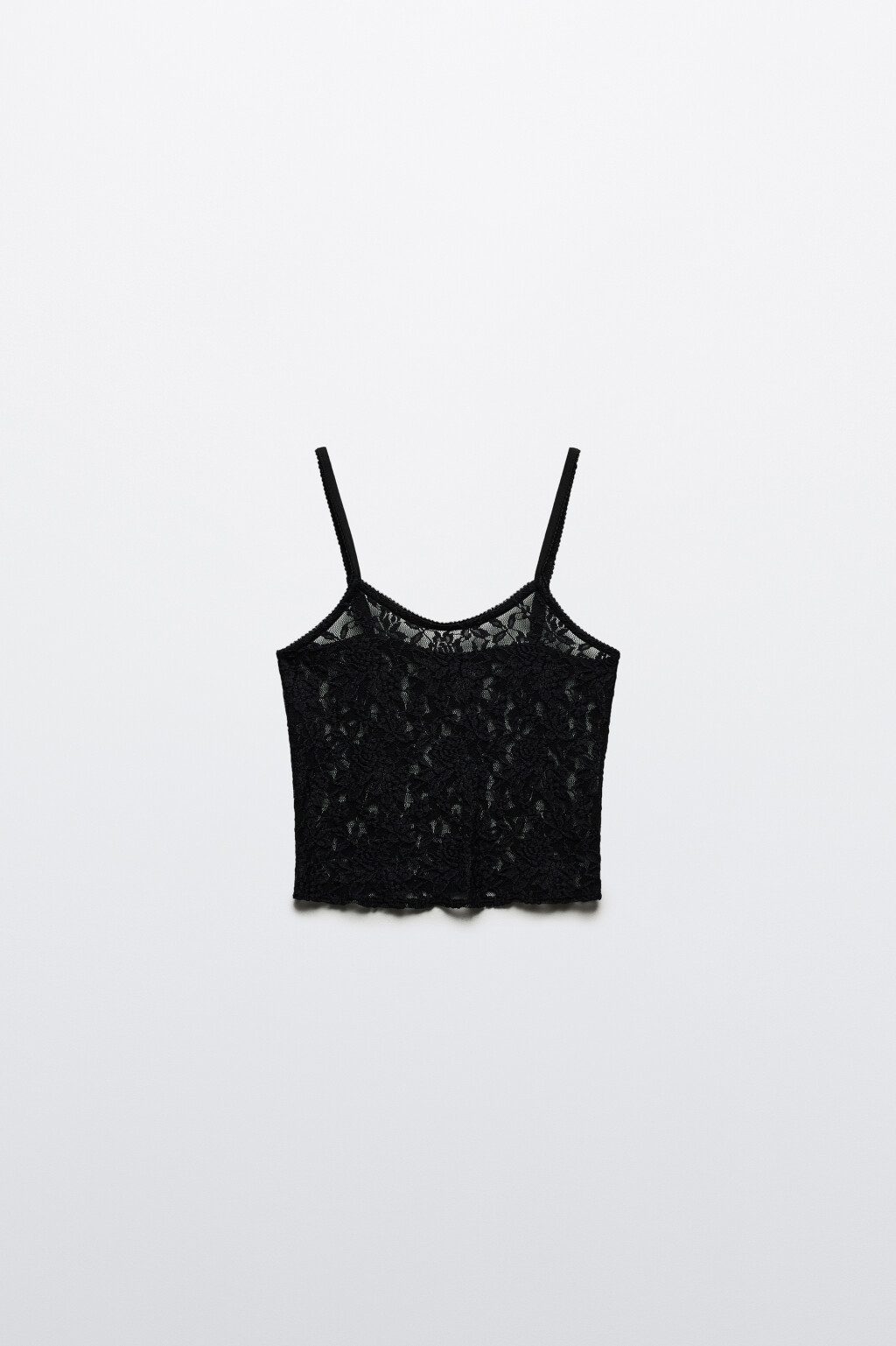 Майка домашняя кружевная на бретельках - цвет черный - 7