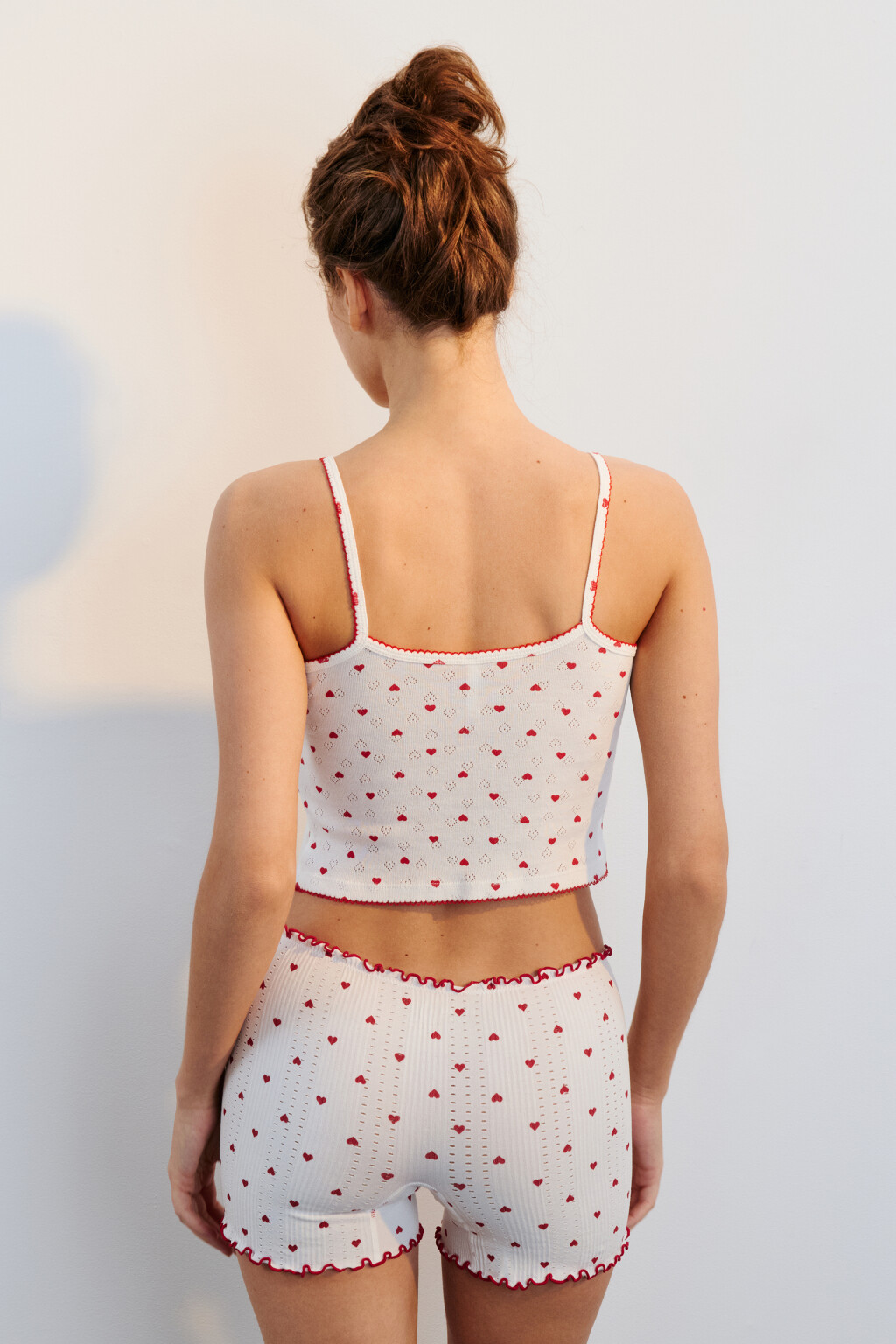 Майка домашняя хлопковая в сердечко - цвет красный - 3