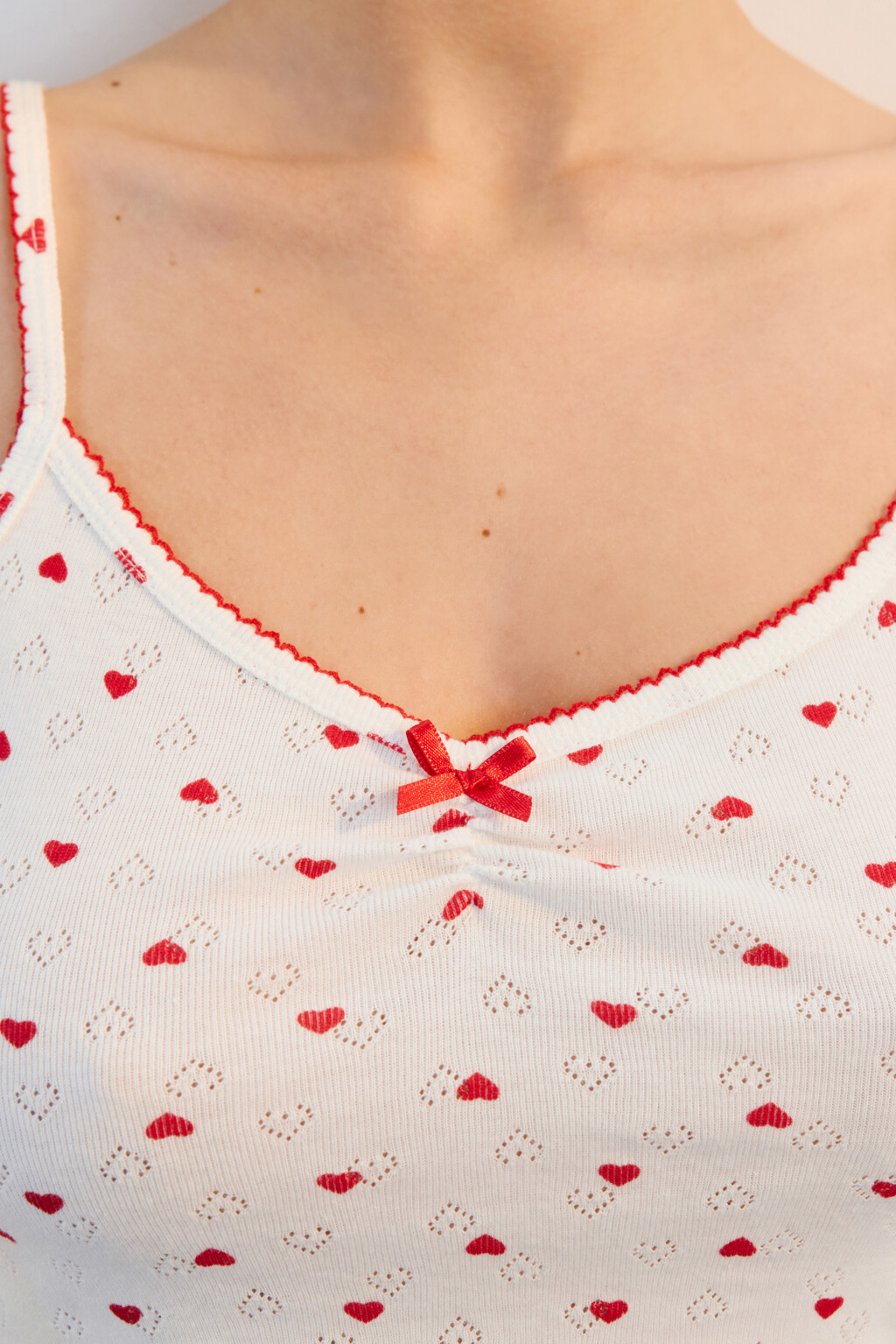 Майка домашняя хлопковая в сердечко - цвет красный - 5