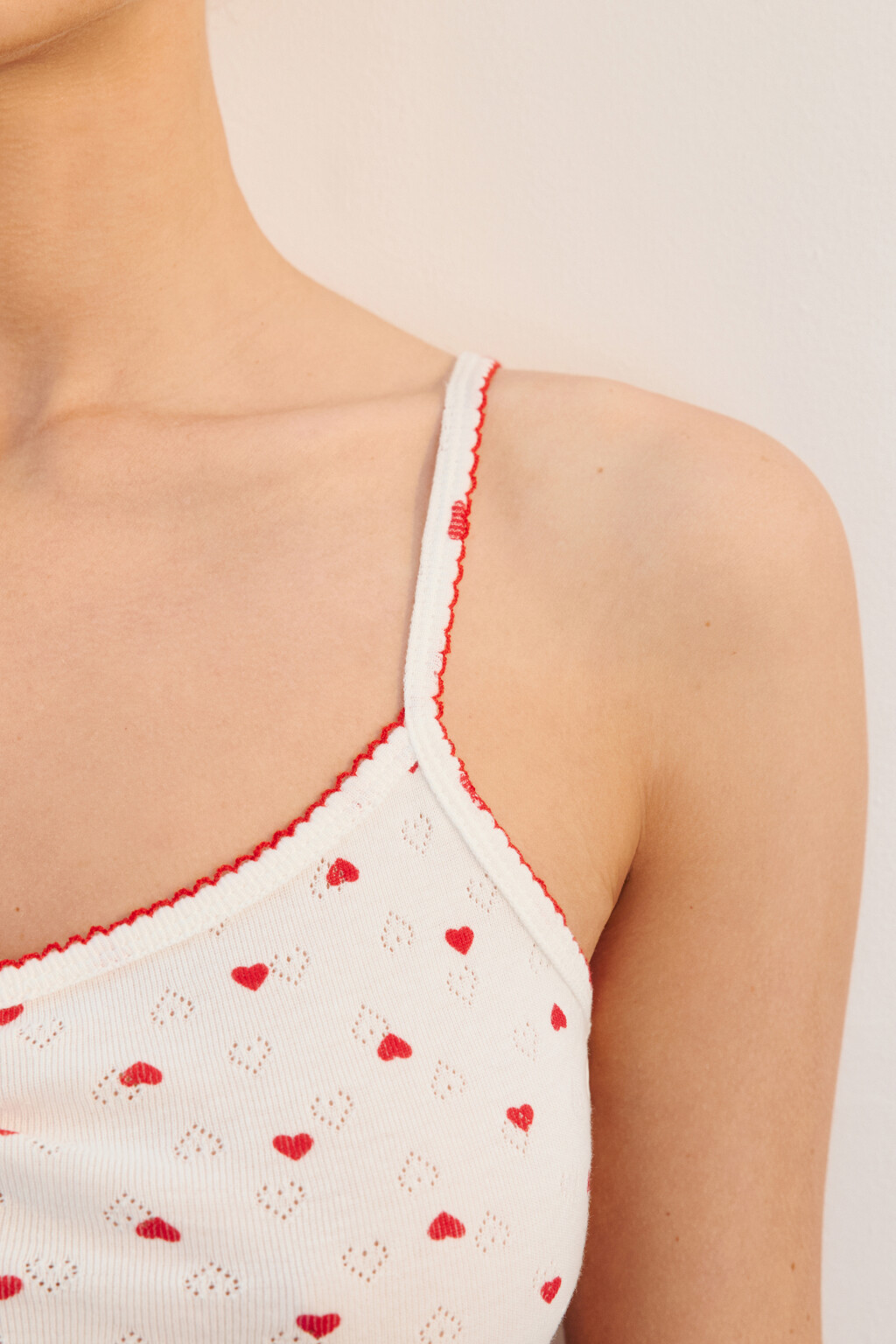 Майка домашняя хлопковая в сердечко - цвет красный - 6