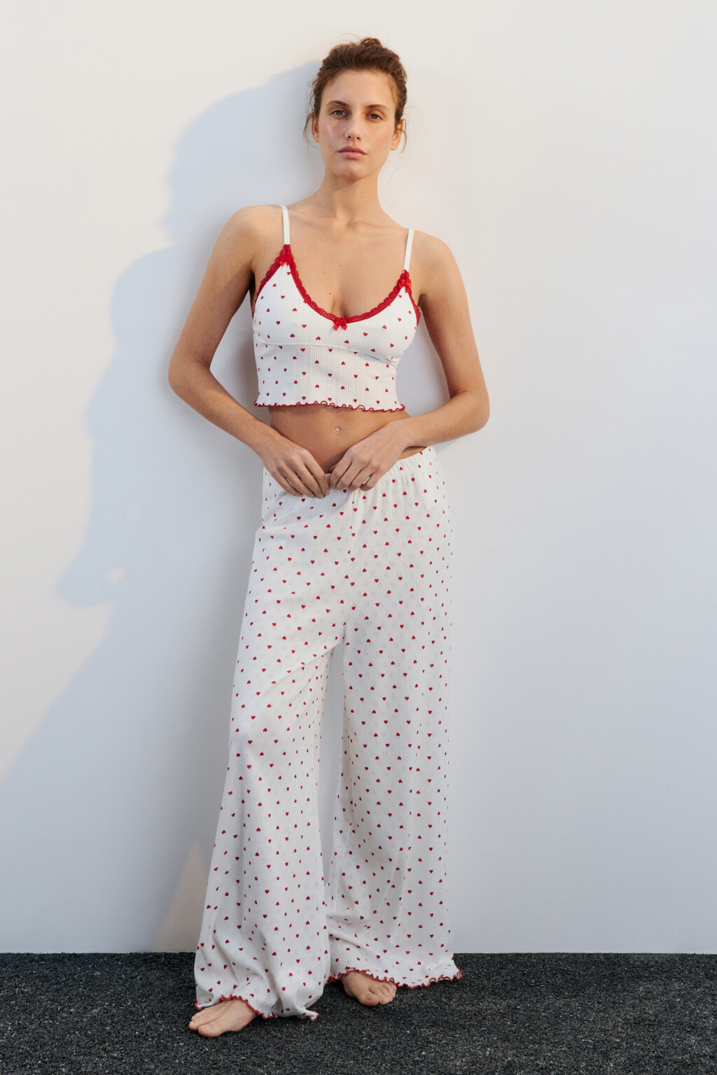 Майка домашняя бесшовная с принтом - цвет красный - 4