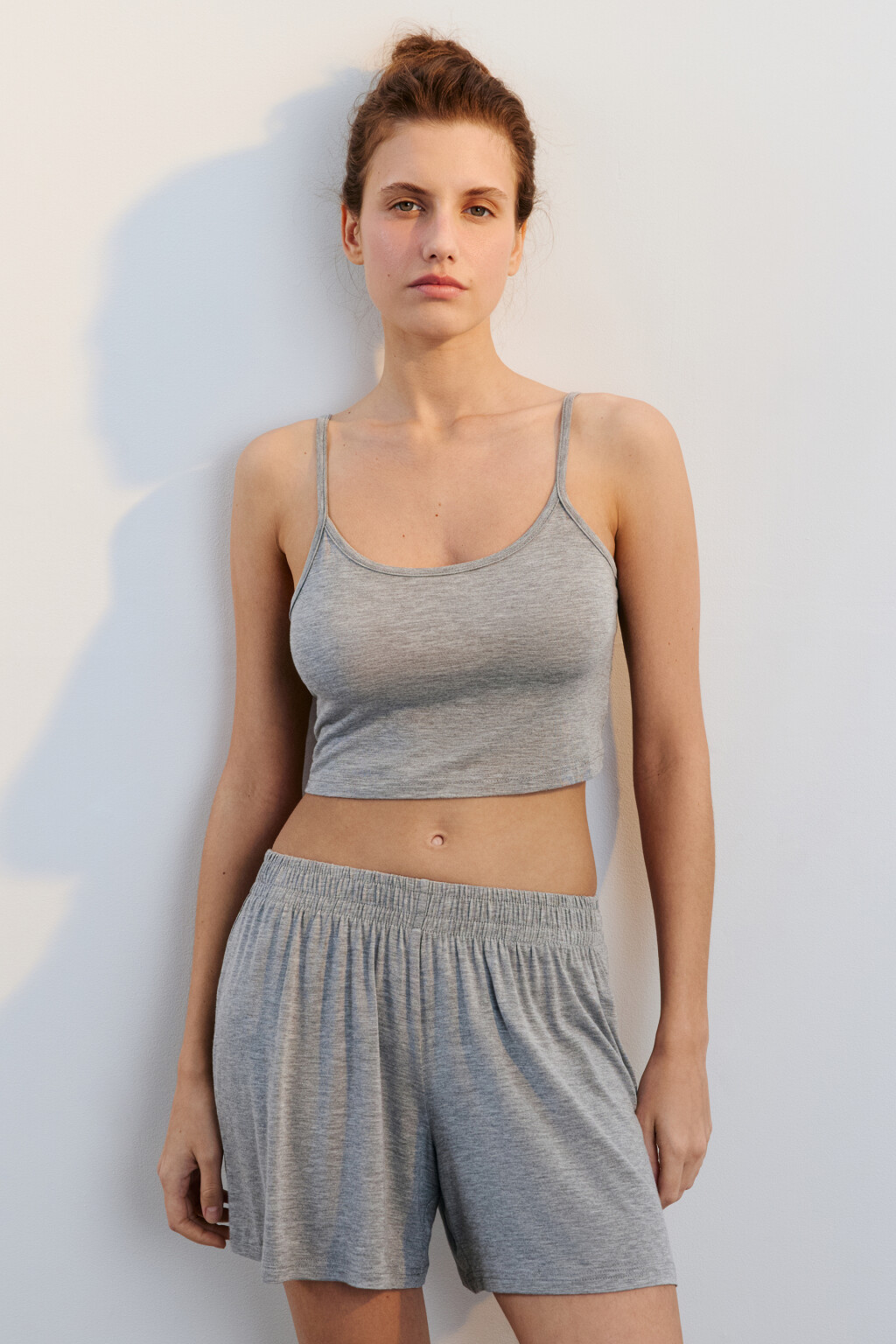 Топ-майка домашний из вискозы - цвет серый - 2