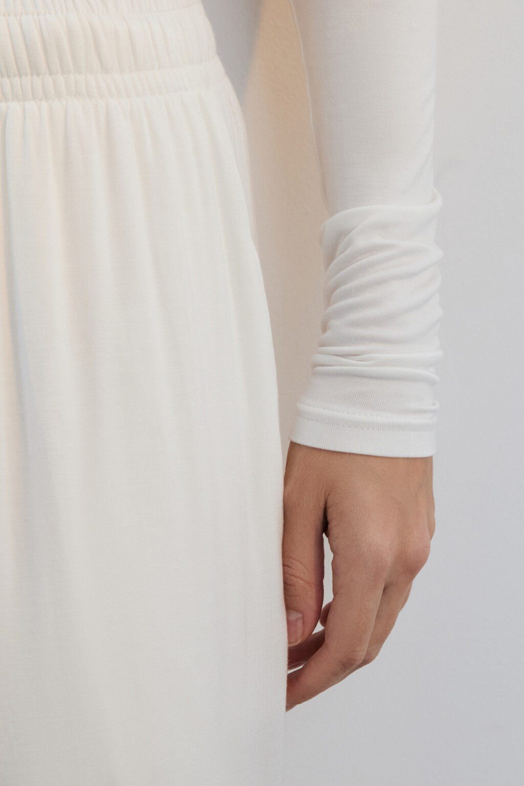 Лонгслив домашний укороченный из вискозы - цвет ванильный - 6