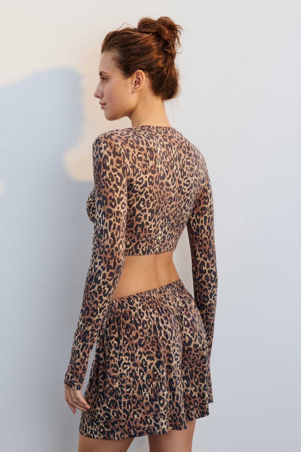 Лонгслив домашний укороченный из вискозы - цвет мультиколор - 3