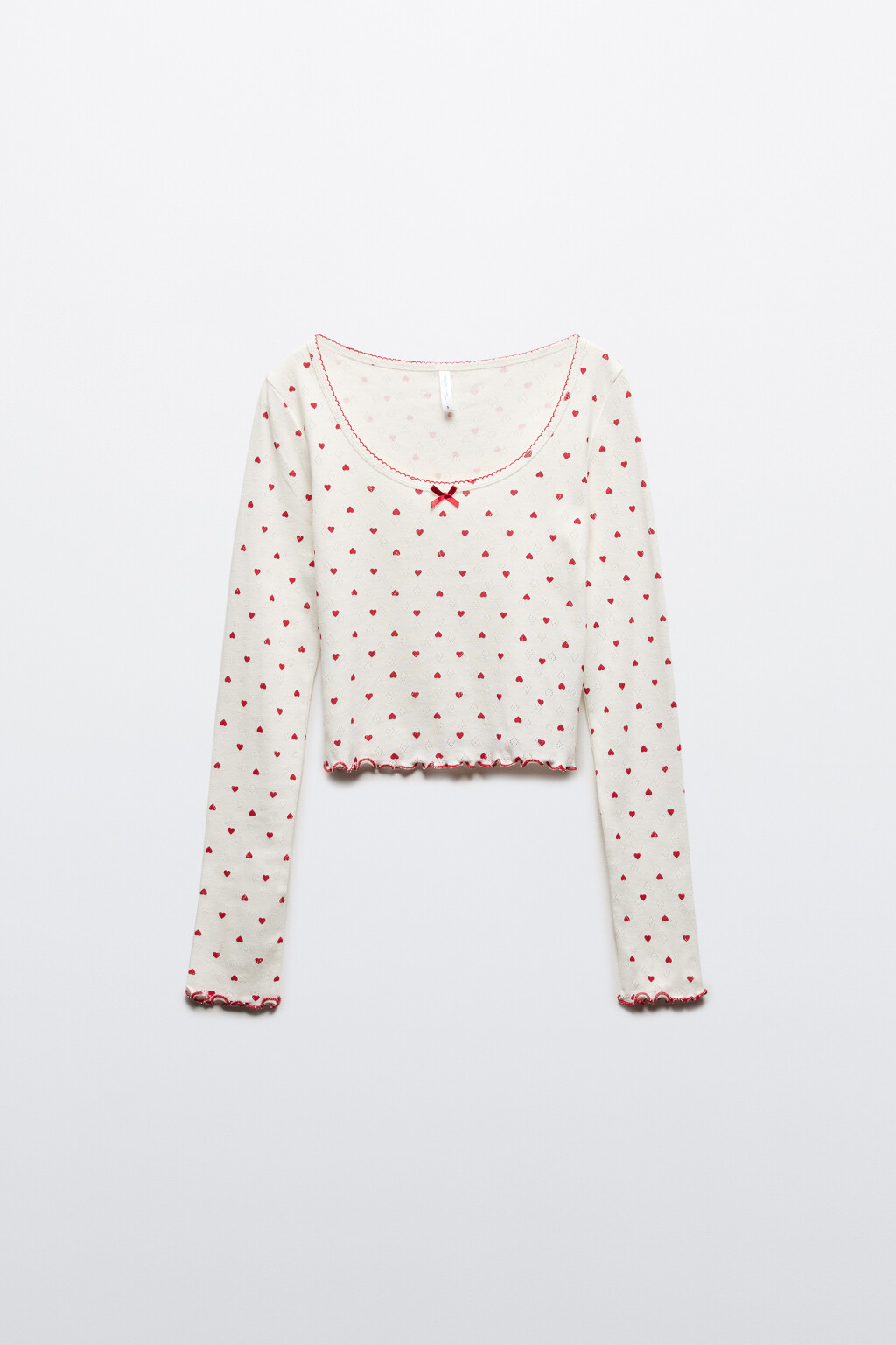 Лонгслив домашний хлопковый в сердечко - цвет красный - 7