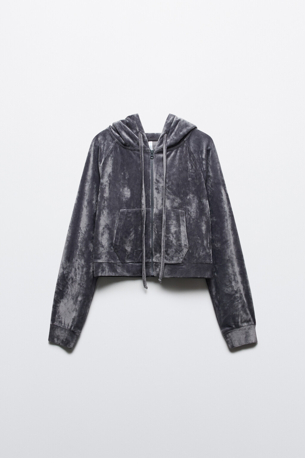 Худи-зипка домашняя из велюра - цвет серый - 7