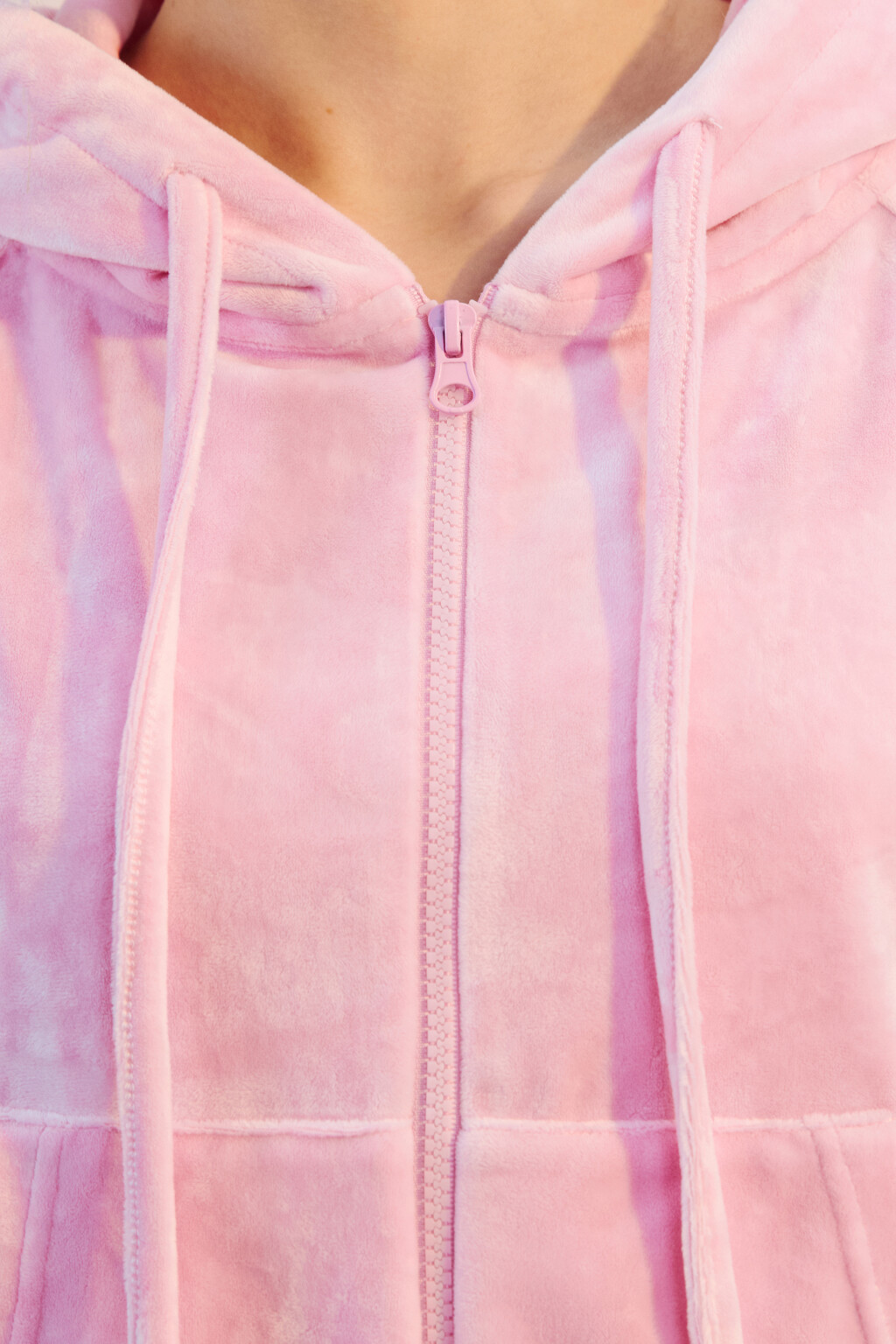 Худи-зипка домашняя из велюра - цвет розовый - 5