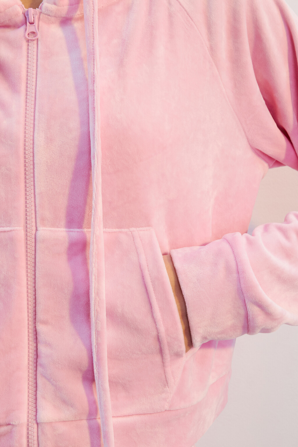 Худи-зипка домашняя из велюра - цвет розовый - 6