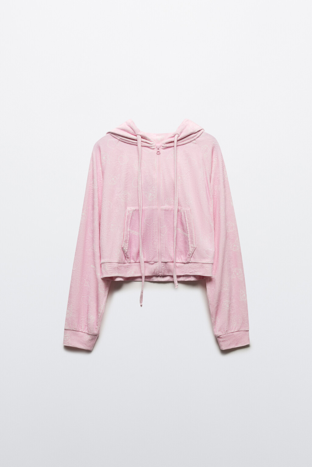 Худи-зипка велюровая с принтом - цвет розовый - 8