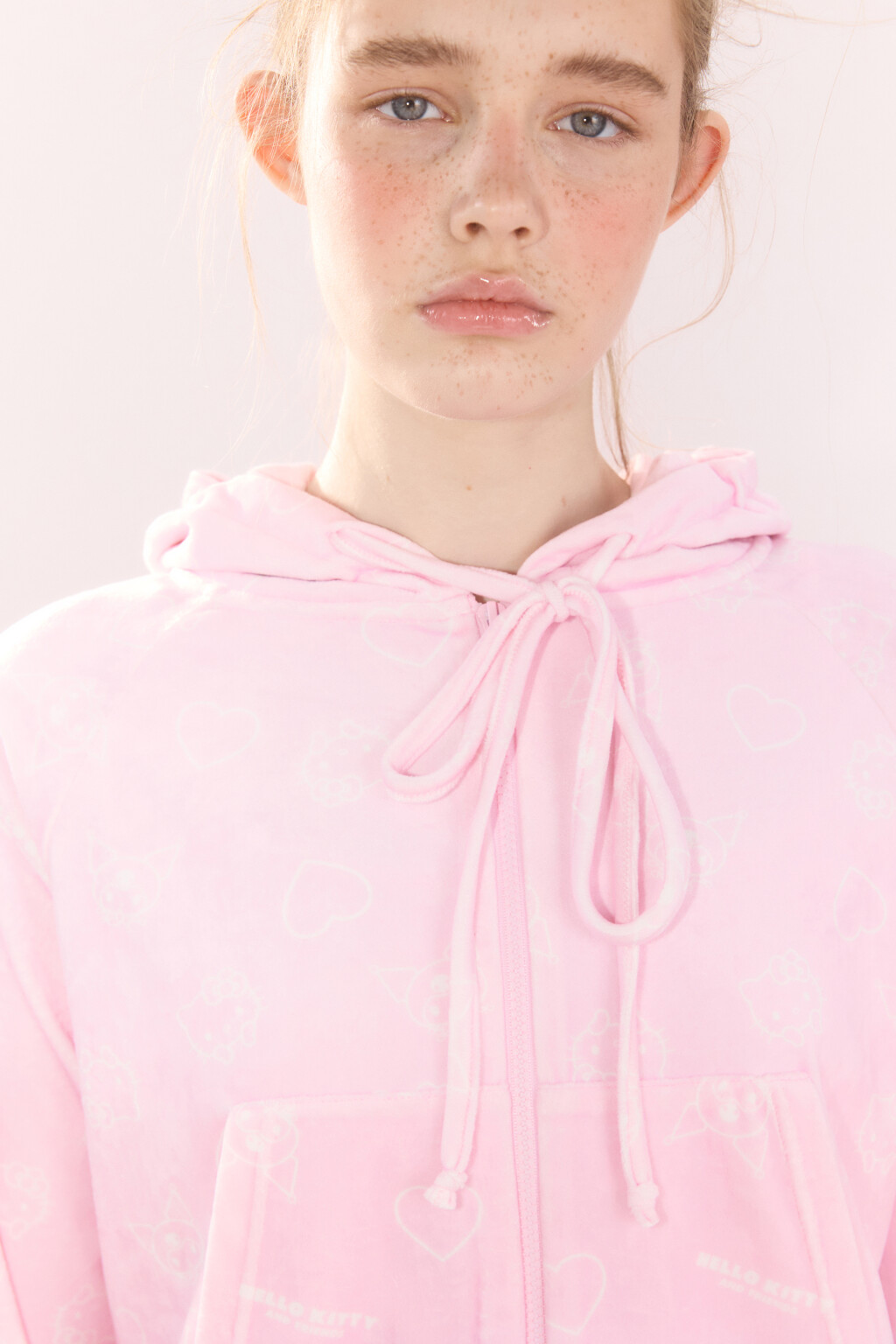 Худи-зипка велюровая с принтом - цвет розовый - 6