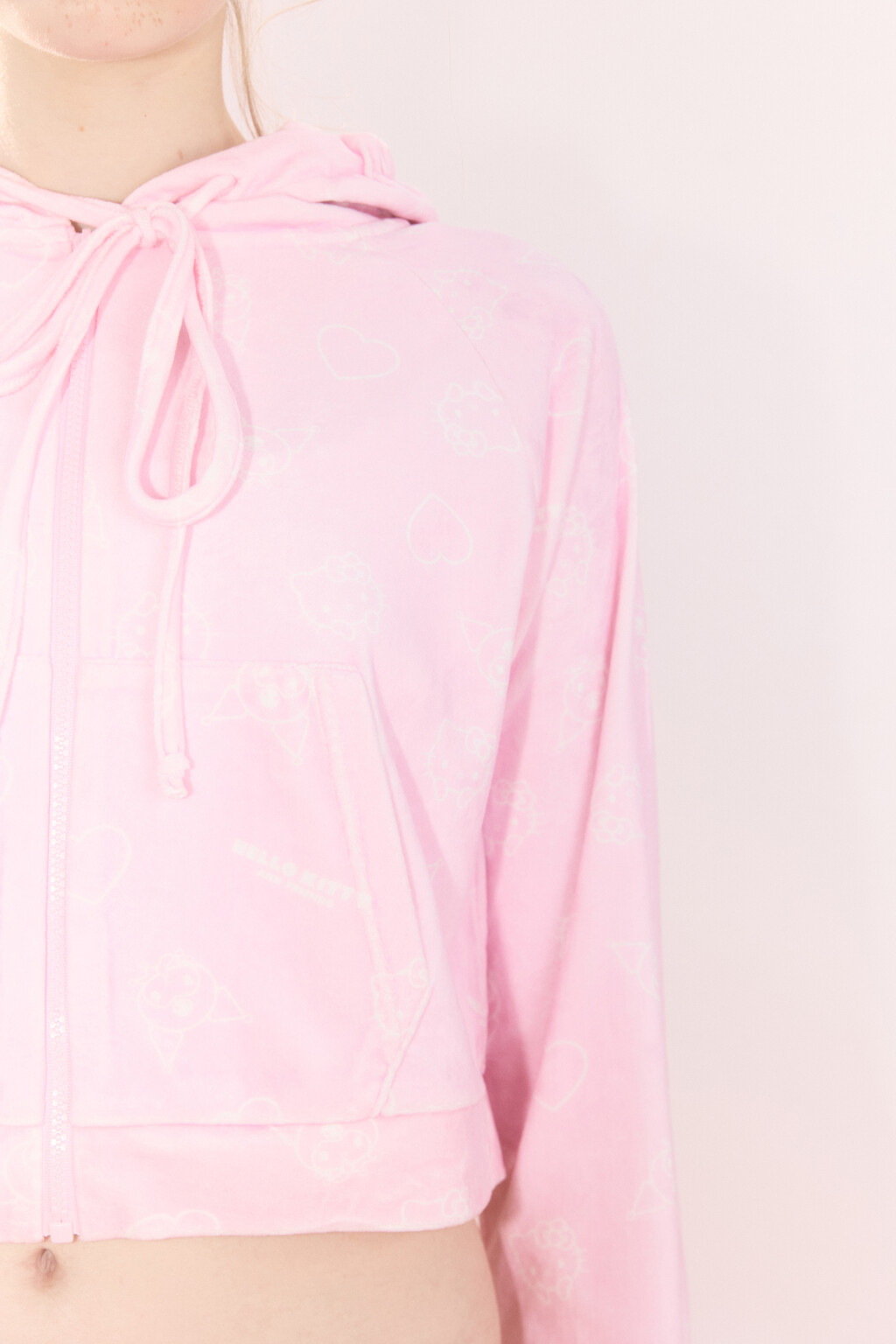 Худи-зипка велюровая с принтом - цвет розовый - 7
