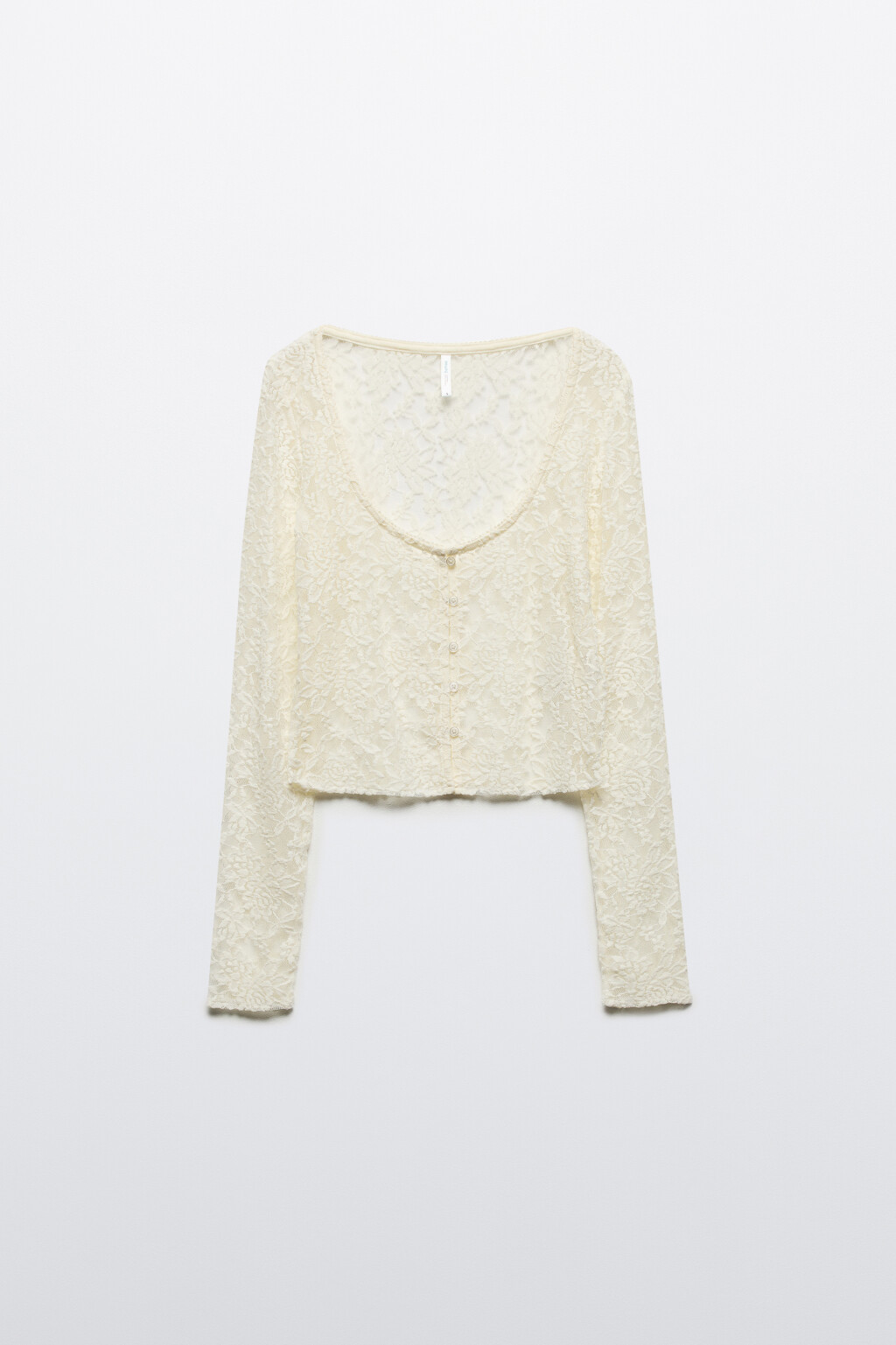Блузка-лонгслив домашняя кружевная - цвет ванильный - 7