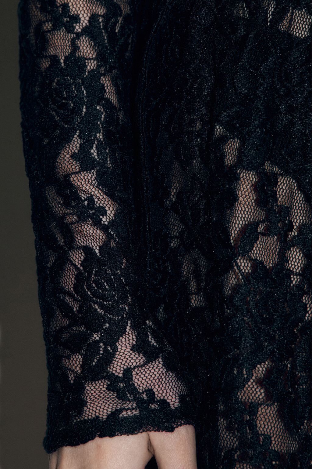 Блузка-лонгслив домашняя кружевная - цвет черный - 6