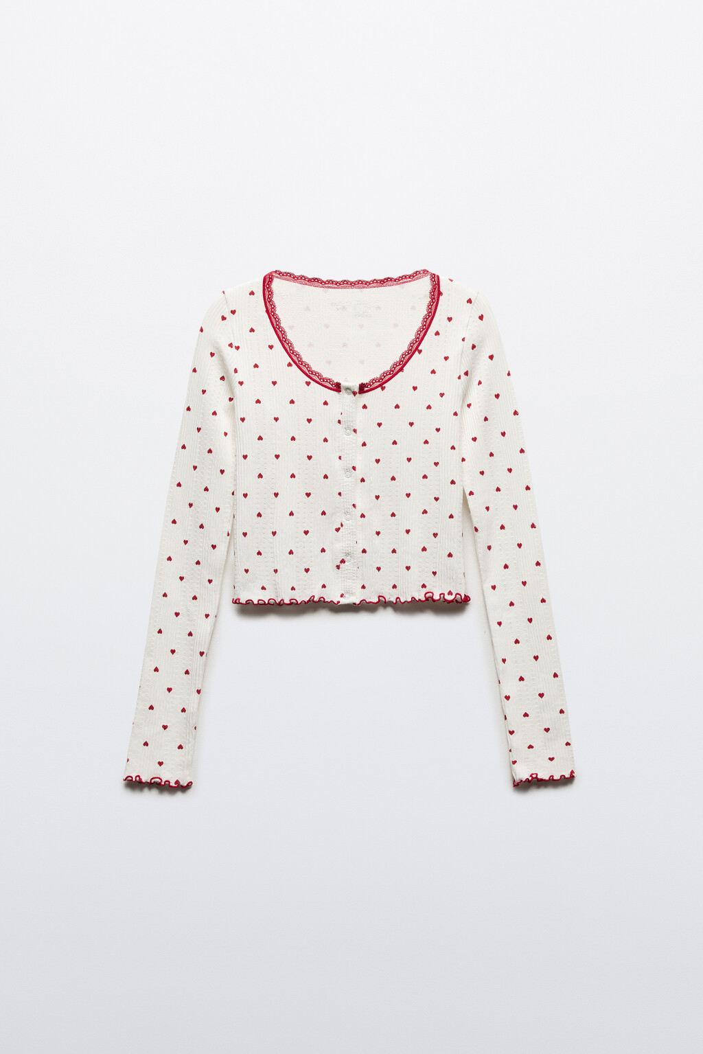 Кардиган домашний бесшовный с принтом - цвет красный - 7