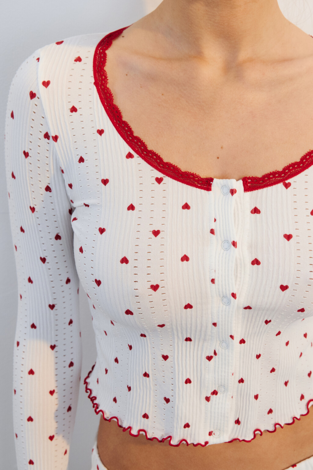 Кардиган домашний бесшовный с принтом - цвет красный - 5