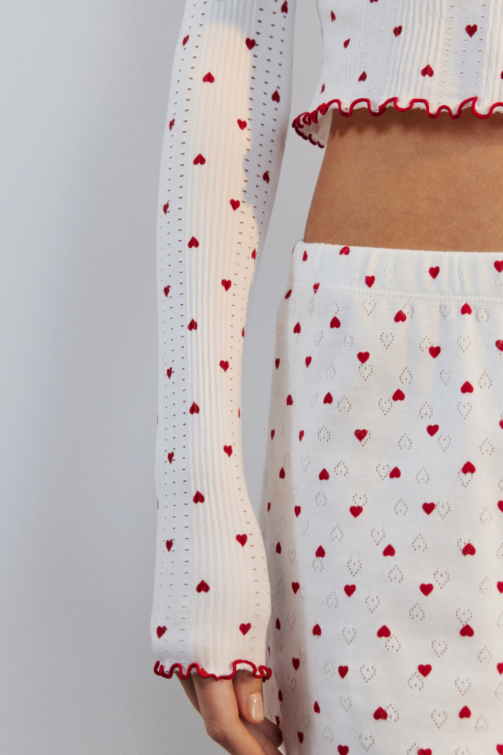 Кардиган домашний бесшовный с принтом - цвет красный - 6