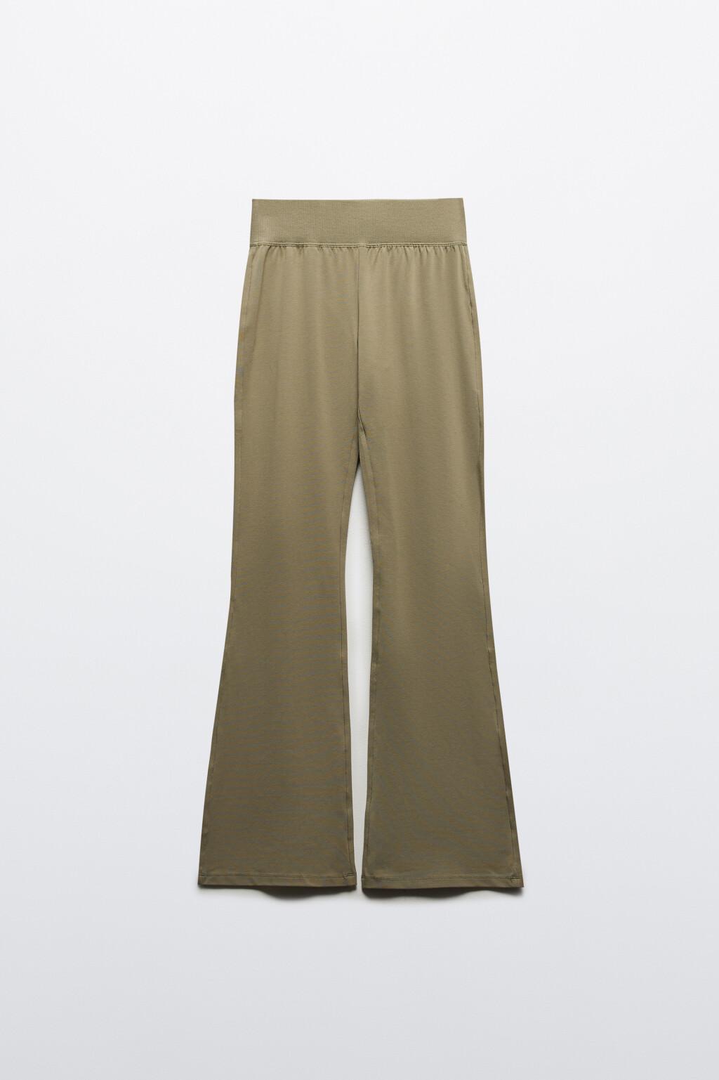 Брюки клеш трикотажные - цвет зеленый - 7