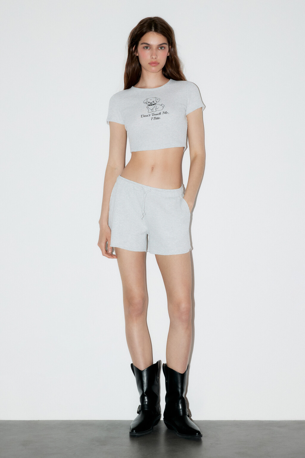 Шорты трикотажные на завязках - цвет серый - 5