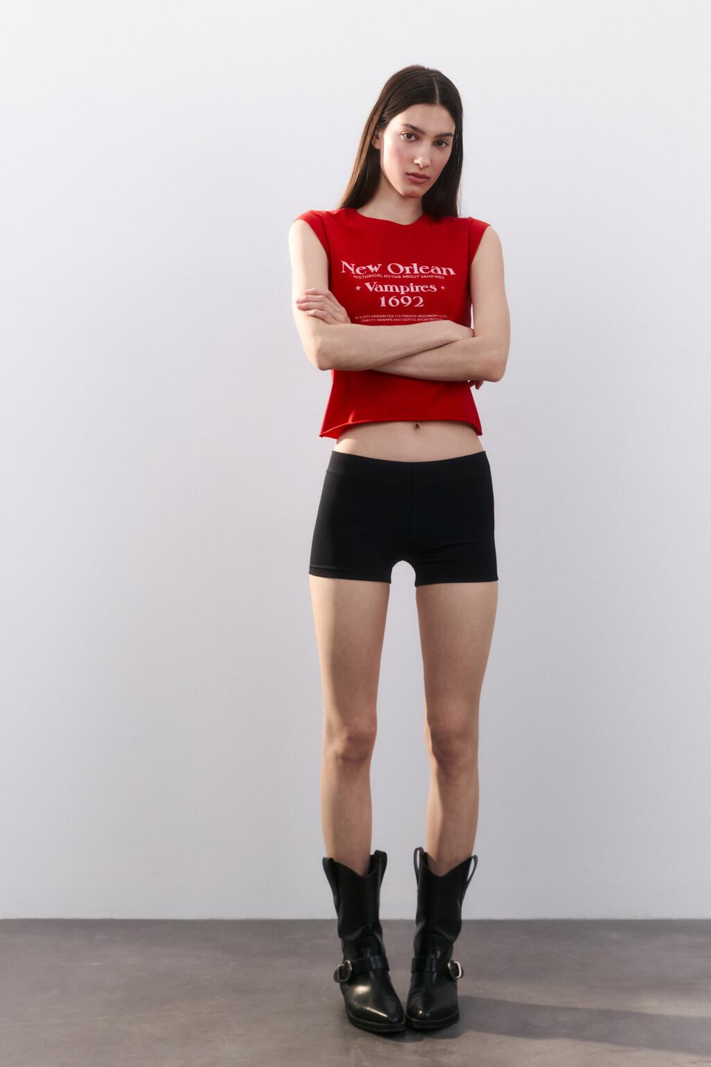 Шорты-велосипедки хлопковые гладкие - цвет черный - 4