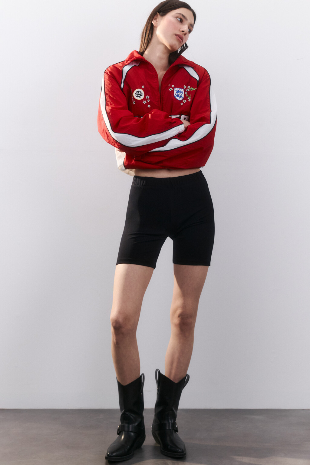 Шорты-велосипедки хлопковые гладкие - цвет черный - 1