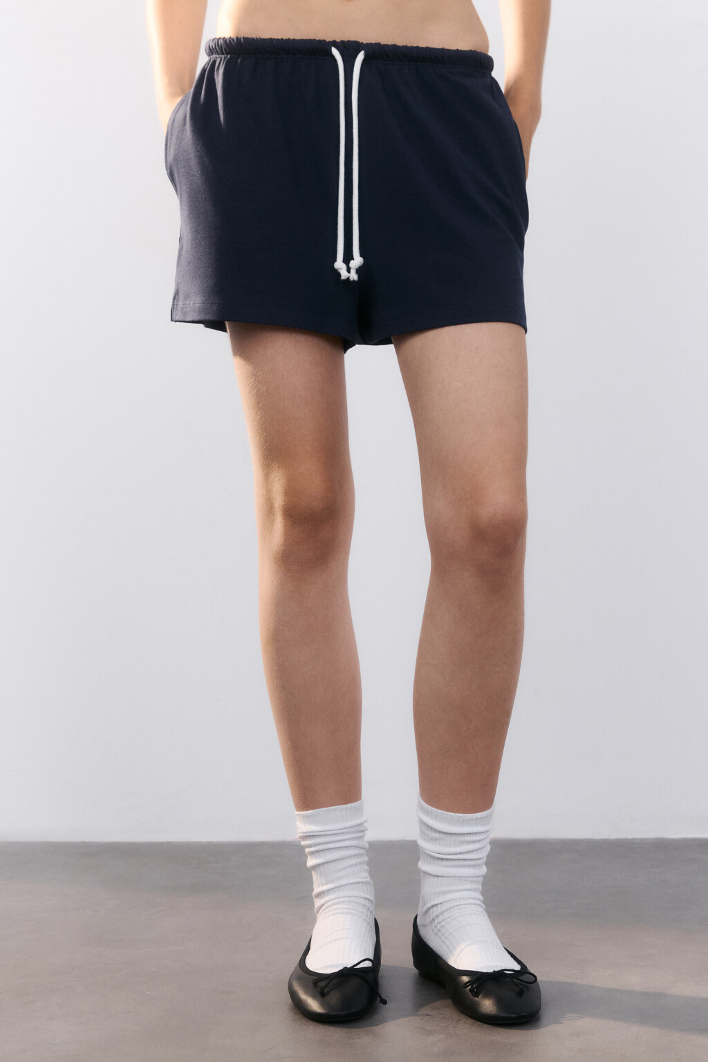 Шорты трикотажные на завязках - цвет синий - 3