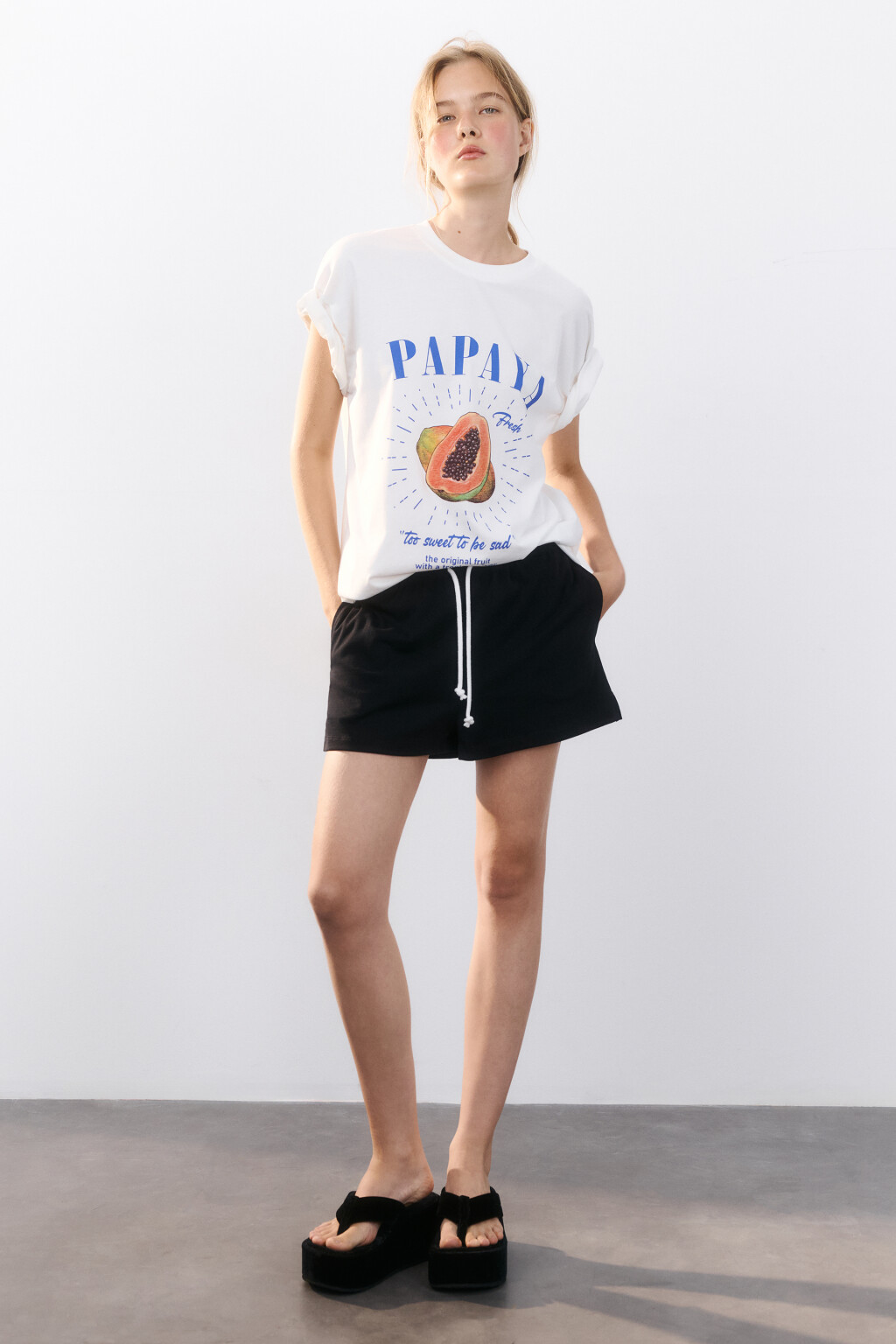 Шорты трикотажные на завязках - цвет черный - 5