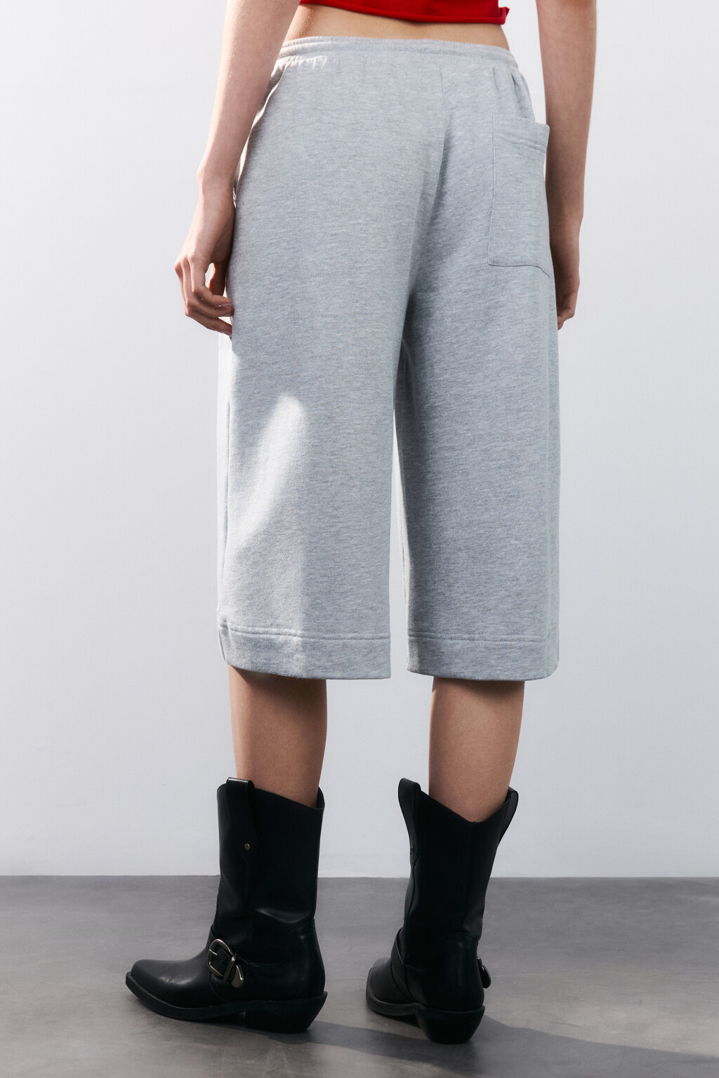 Шорты-бермуды трикотажные из футера - цвет серый - 3