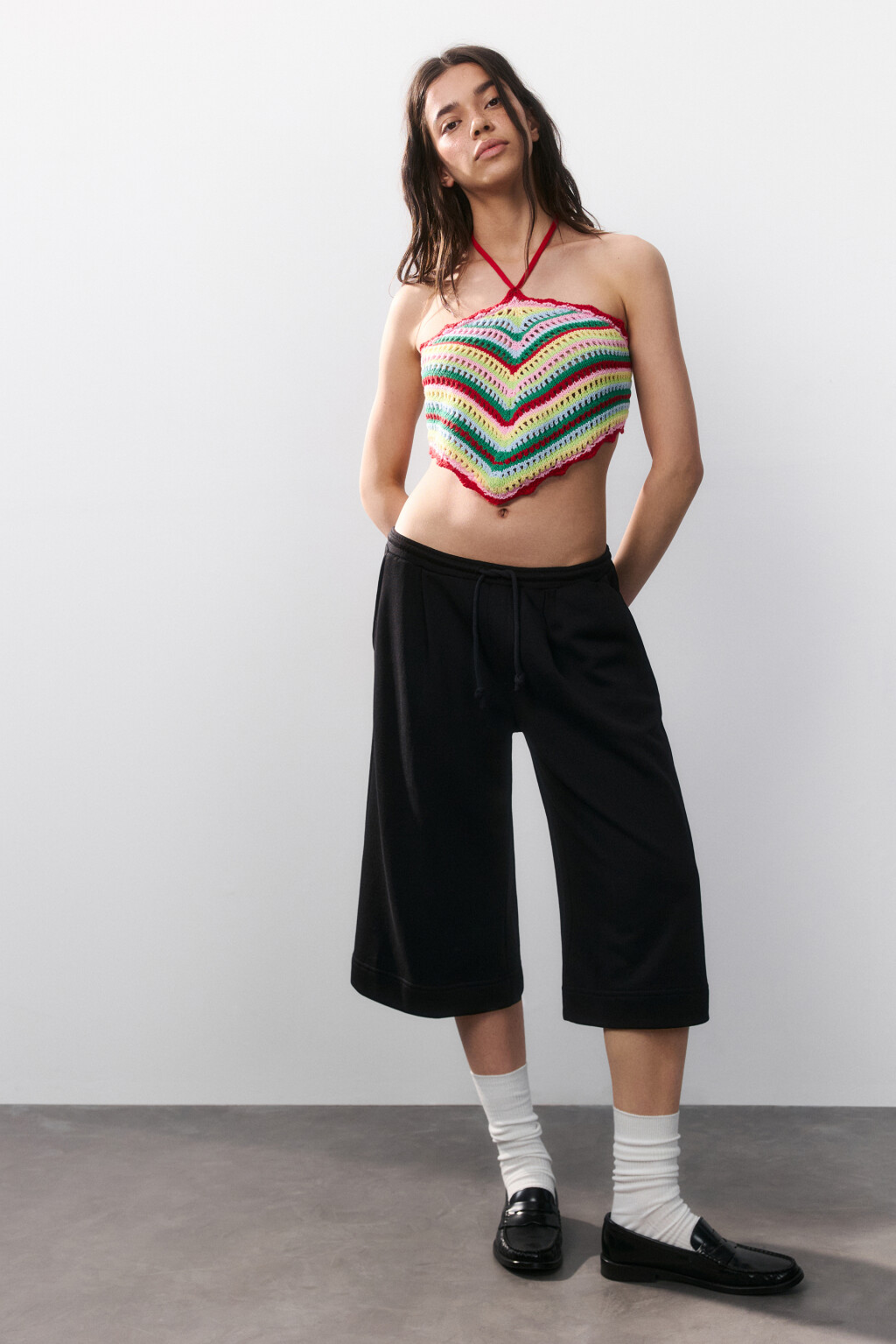 Шорты-бермуды трикотажные из футера - цвет черный - 1