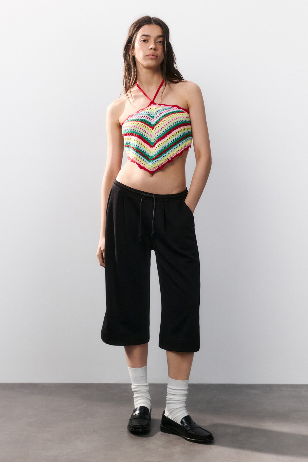 Шорты-бермуды трикотажные из футера - цвет черный - 4