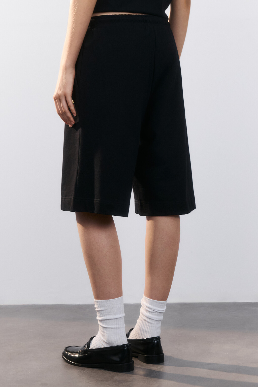 Шорты трикотажные с принтом - цвет черный - 3