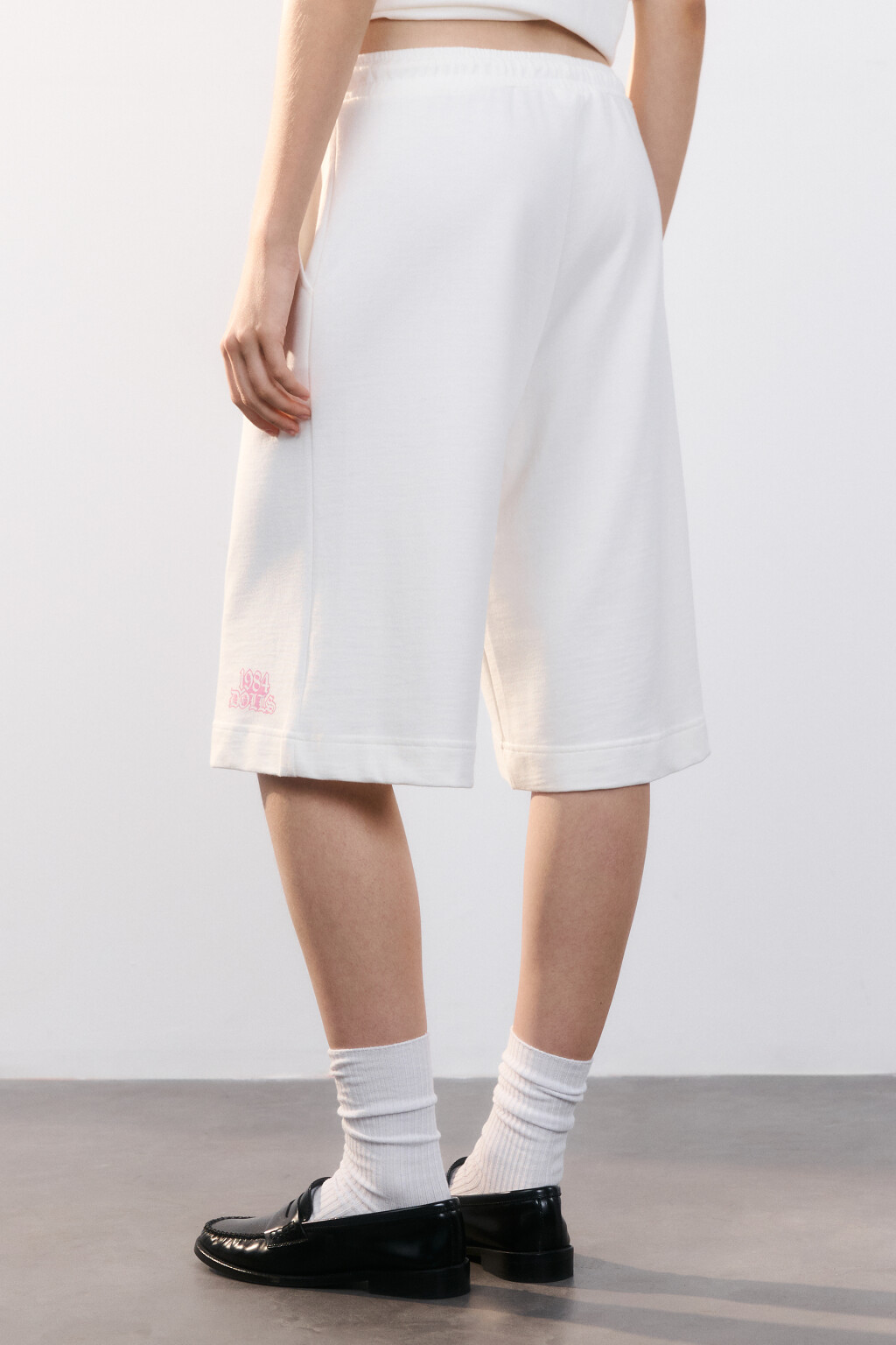 Шорты трикотажные с принтом - цвет белый - 3