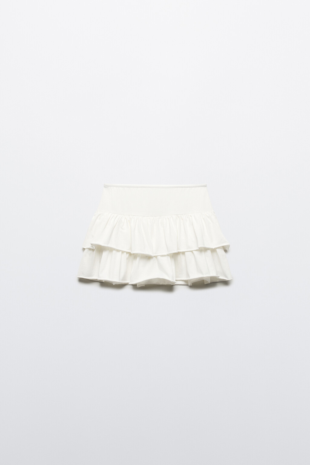 Юбка мини трикотажная с воланами - цвет белый - 7