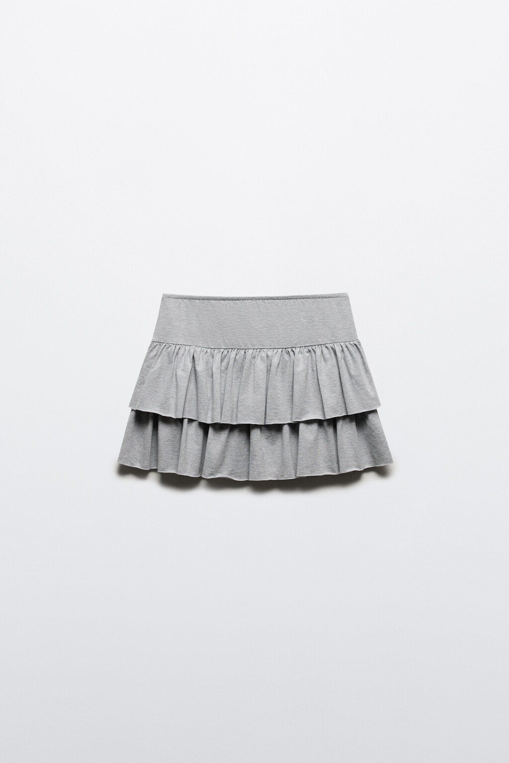 Юбка мини трикотажная с воланами - цвет серый - 7