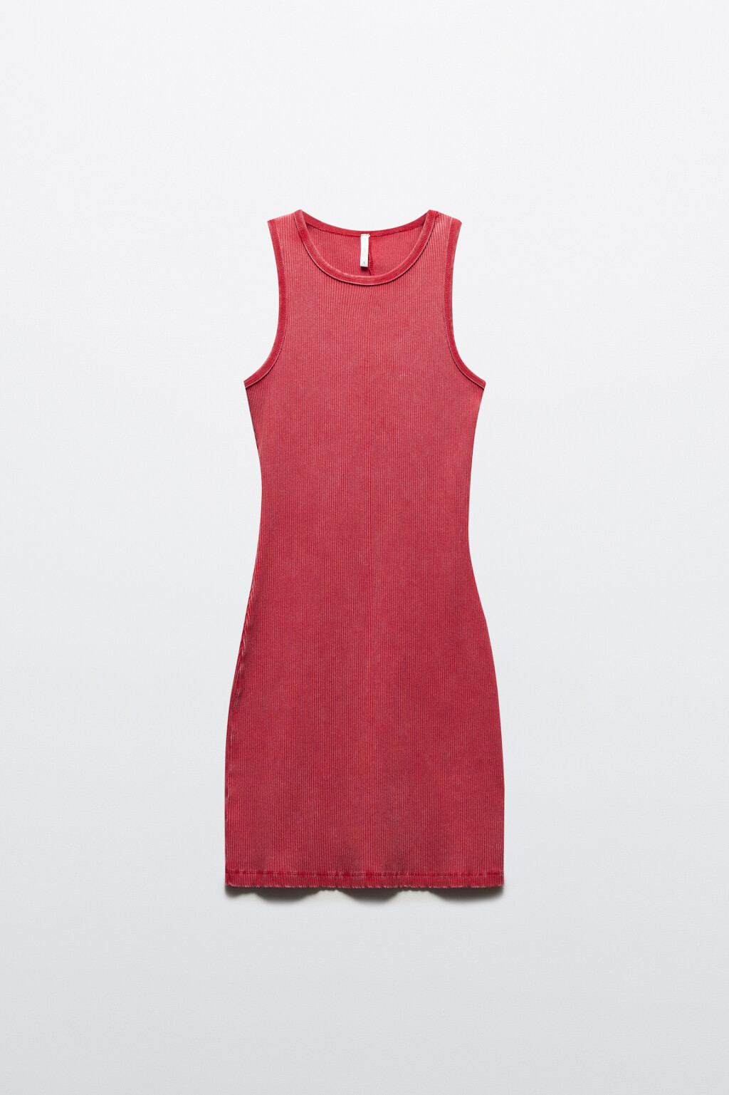 Платье-майка мини с вареным эффектом - цвет красный - 7