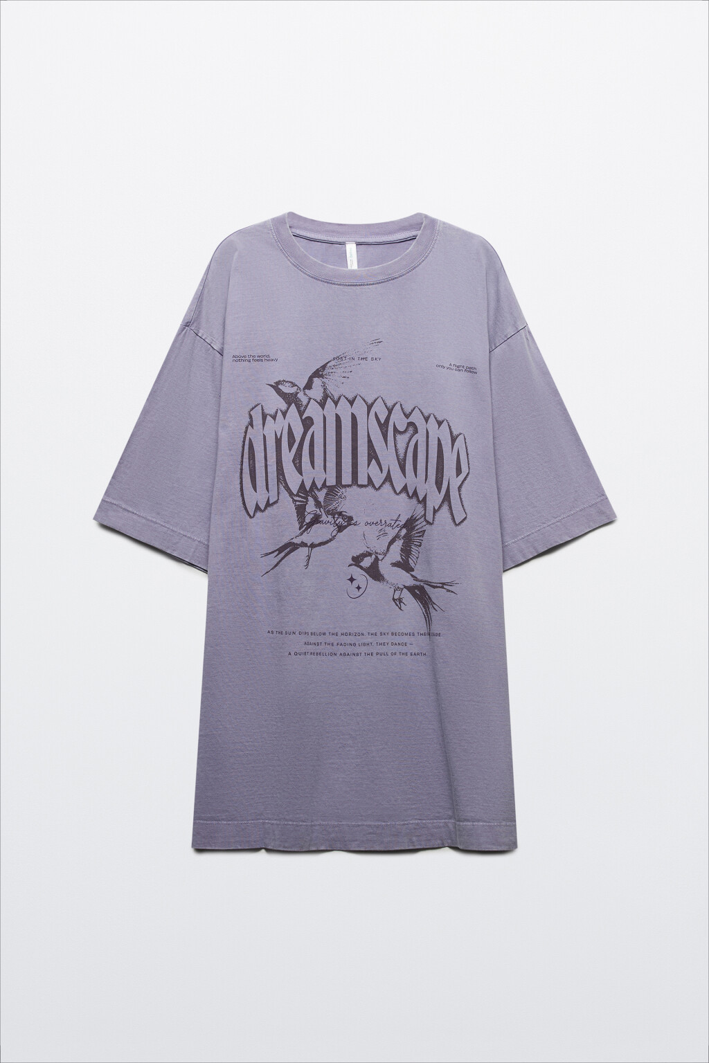 Платье-футболка oversize вареное с принтом - цвет фиолетовый - 6