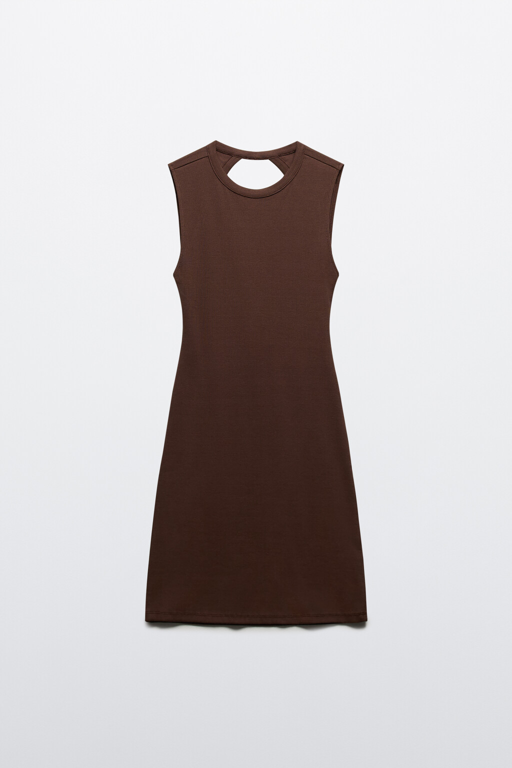 Платье-майка в рубчик с вырезом на спине - цвет коричневый - 7