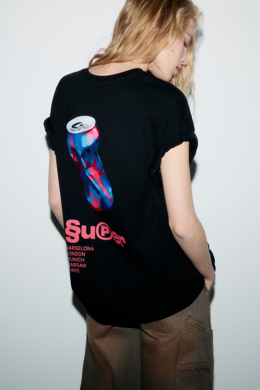 Футболка унисекс хлопковая с принтом - цвет черный - 1