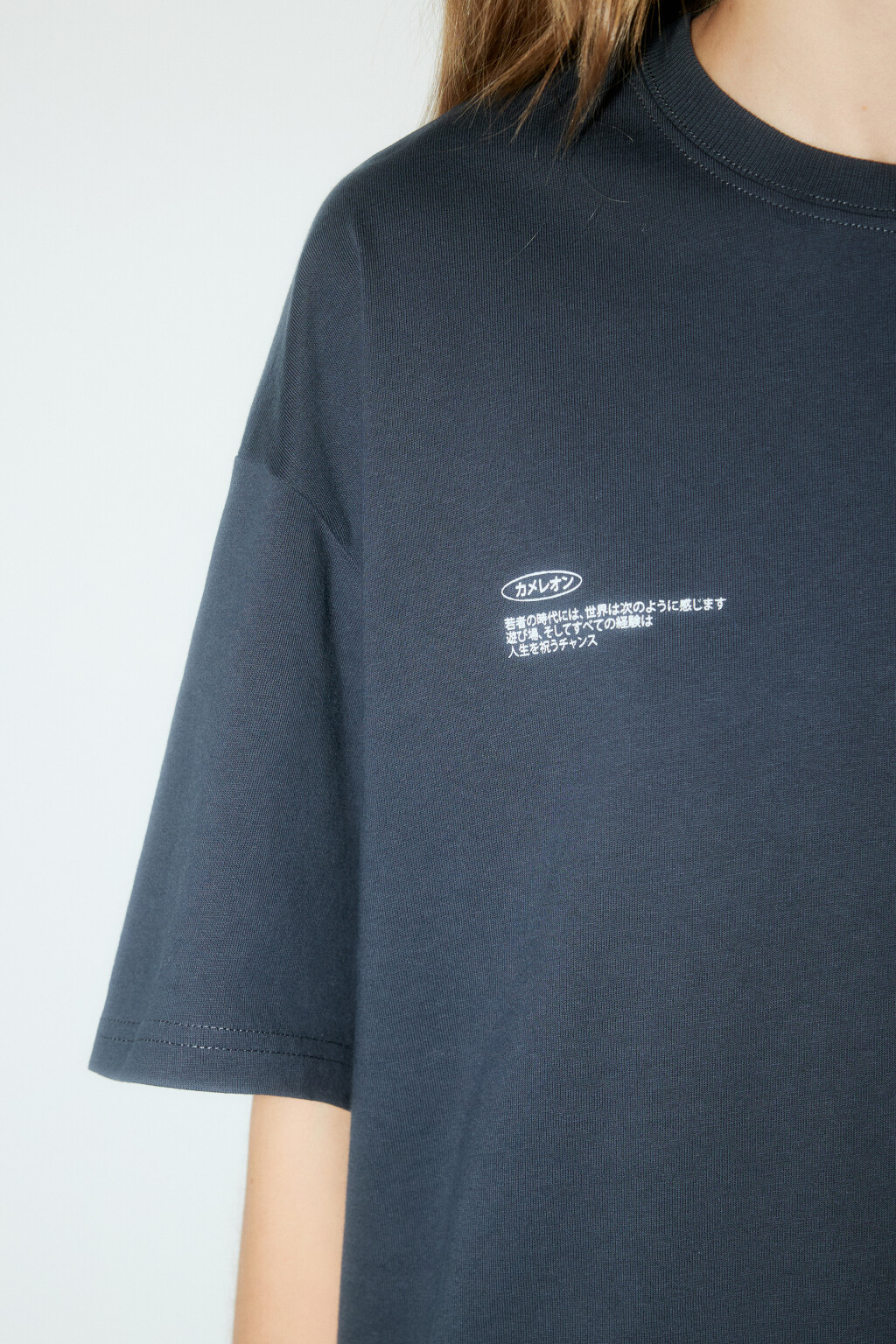 Футболка oversize хлопковая с принтом - цвет серый - 5