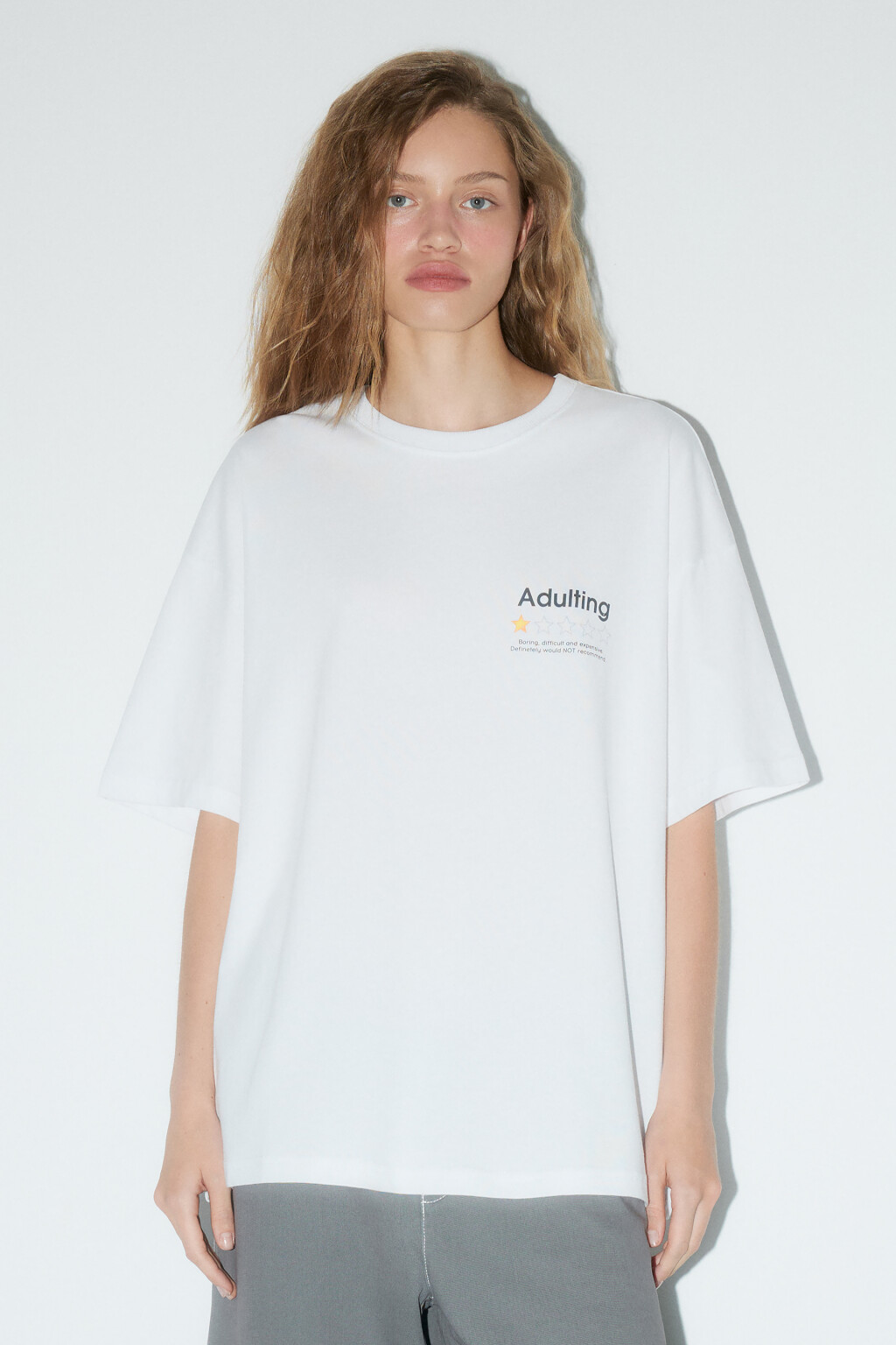 Футболка oversize хлопковая с принтом - цвет белый - 2
