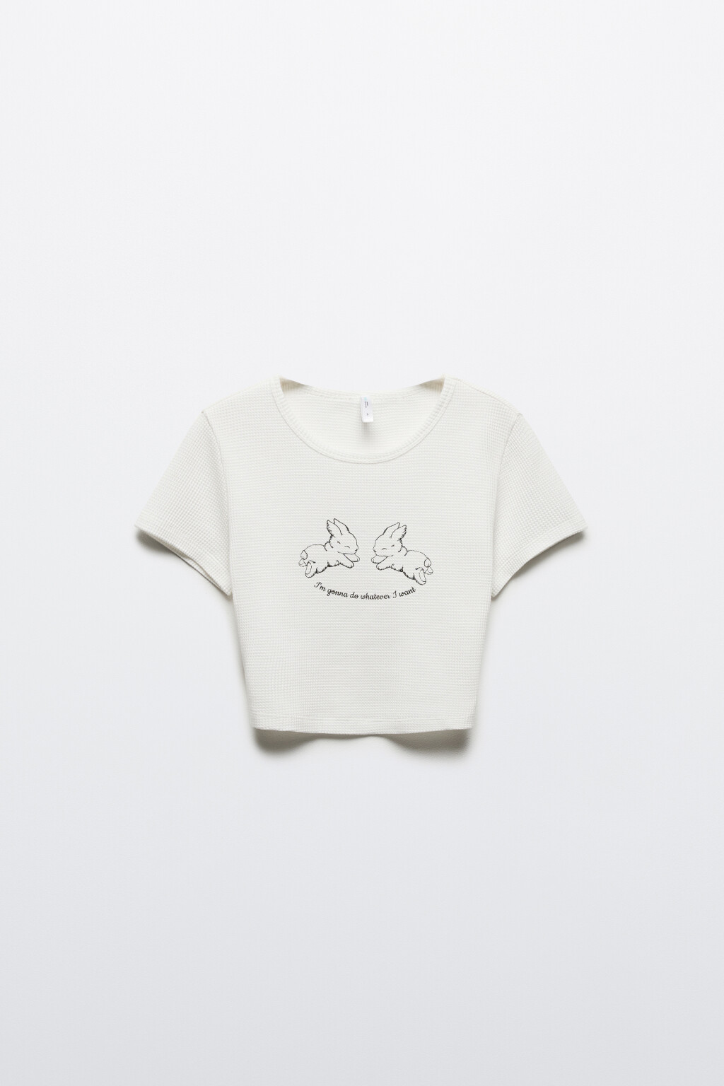 Футболка-топ трикотажная с принтом - цвет молочный - 7